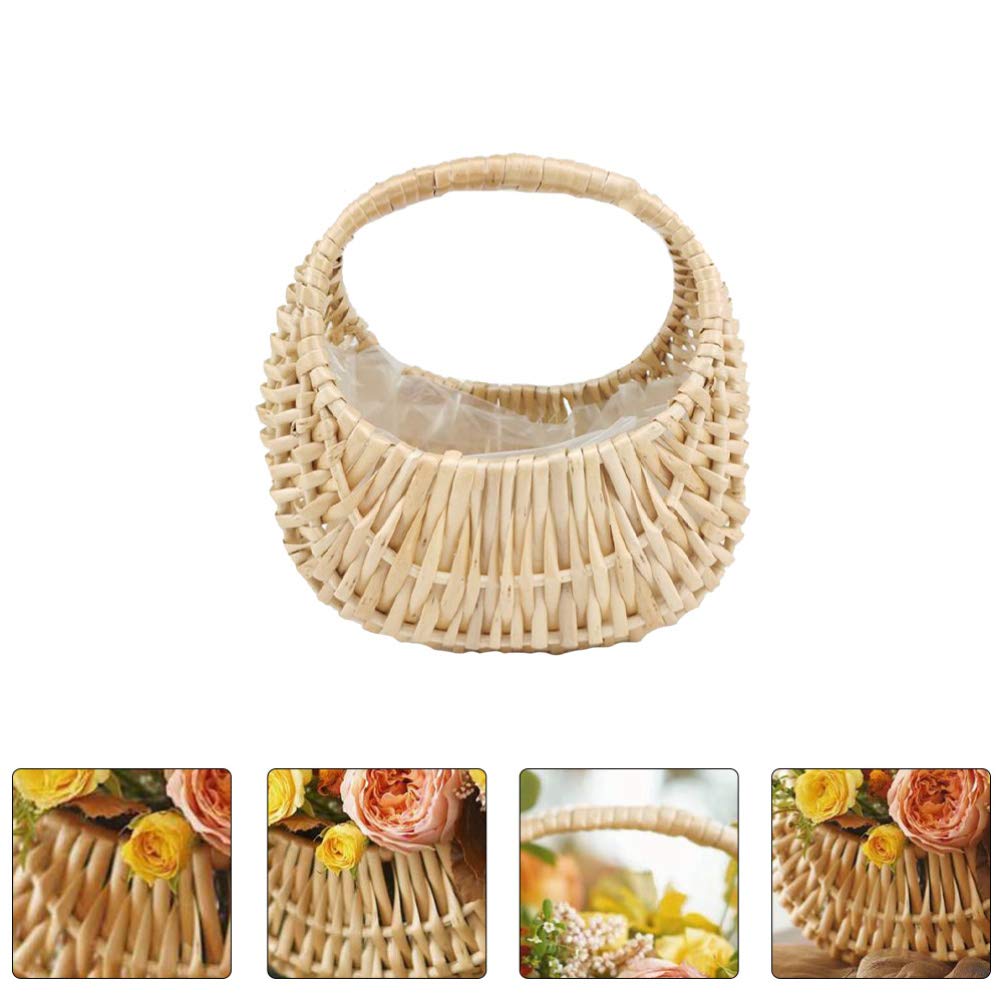 DOITOOL Handwoven Wicker Storage Basket with Handles - Easter Basket, Wedding Flower Girl Basket, Rustic Laundry Hamper & Home Decor Organizer - Perfect for Nursery, Bathroom, and Farmhouse Decor
