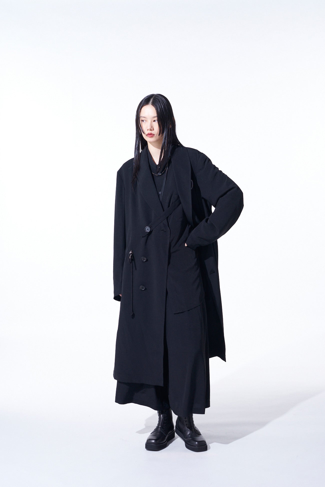 Elegant Crepe de Chine Shawl Collar Double Breasted Coat for Women - Perfect for Office Wear, Evening Events & Fall Outerwear