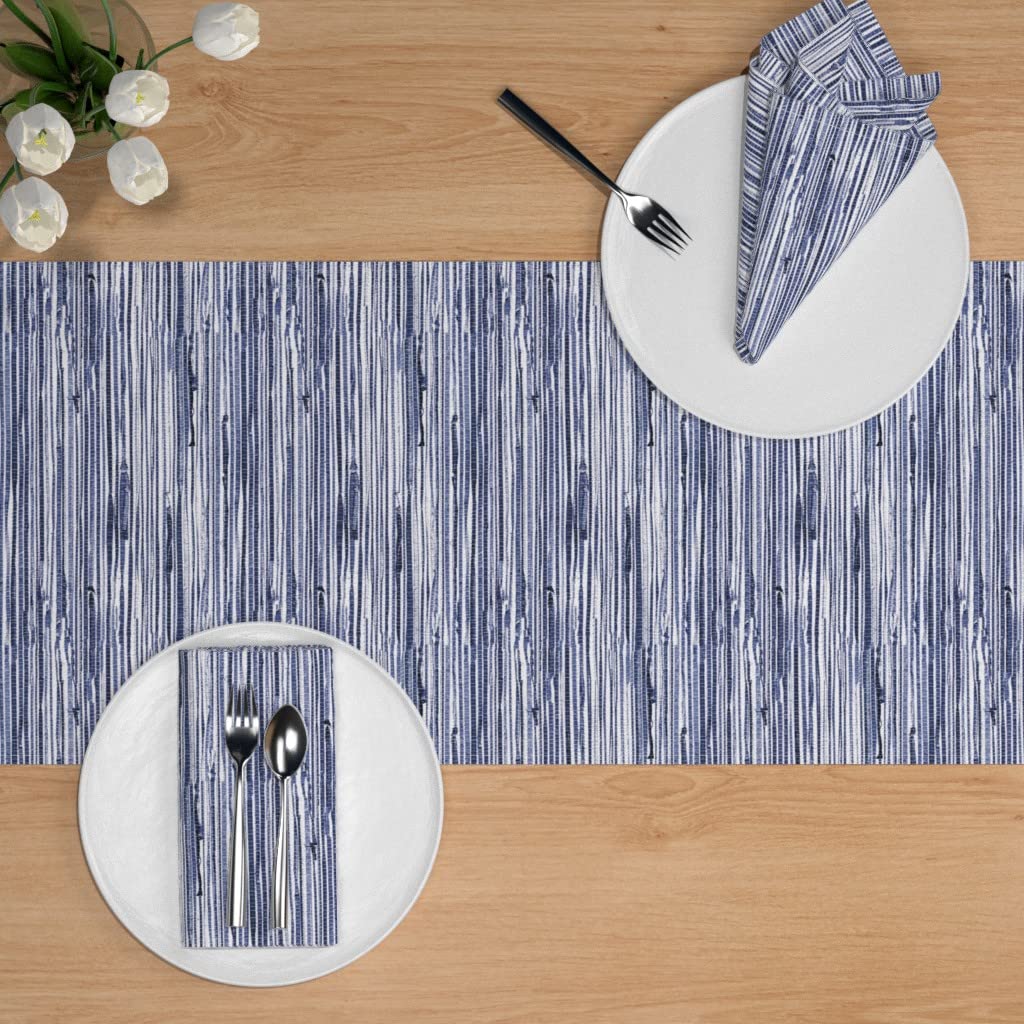 Custom Navy Faux Grass Cloth Table Runner - 90