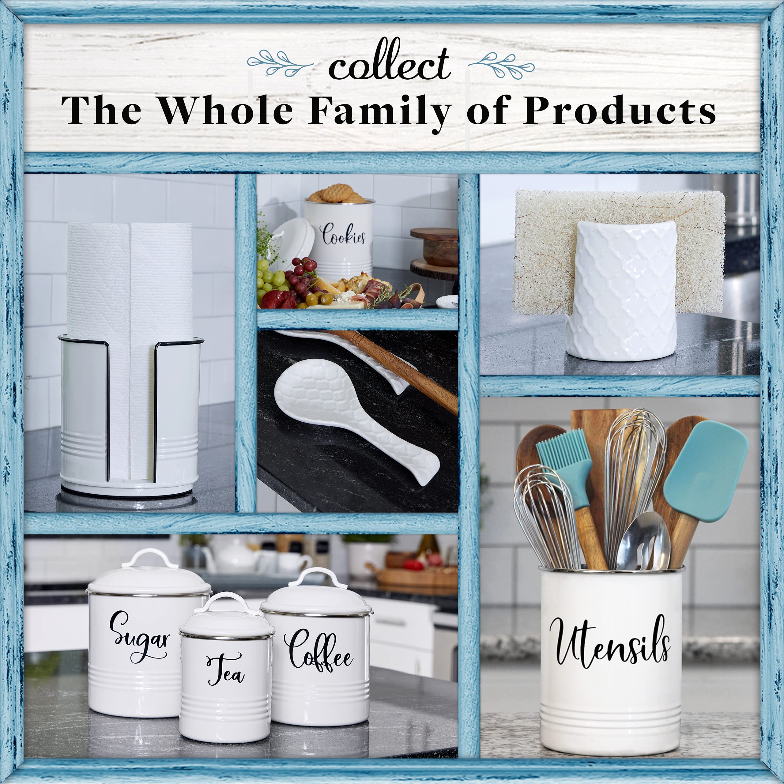 Rustic White Ceramic Sponge Holder for Kitchen Sink - Farmhouse Style Home Decor by Home Acre Designs - Perfect for Kitchen Organization & Dishwashing Station