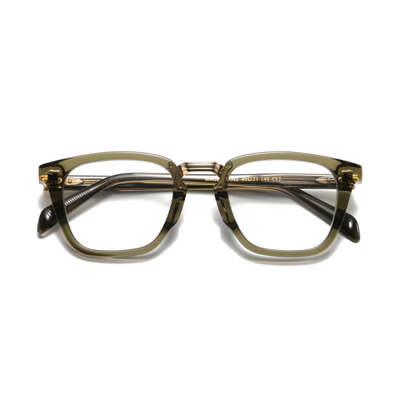 Stylish Unisex Black Square Acetate Eyeglasses with Alloy Frame - Trendy Full Rim Glasses for Men & Women - Perfect for Reading, Work, and Fashion Accessories