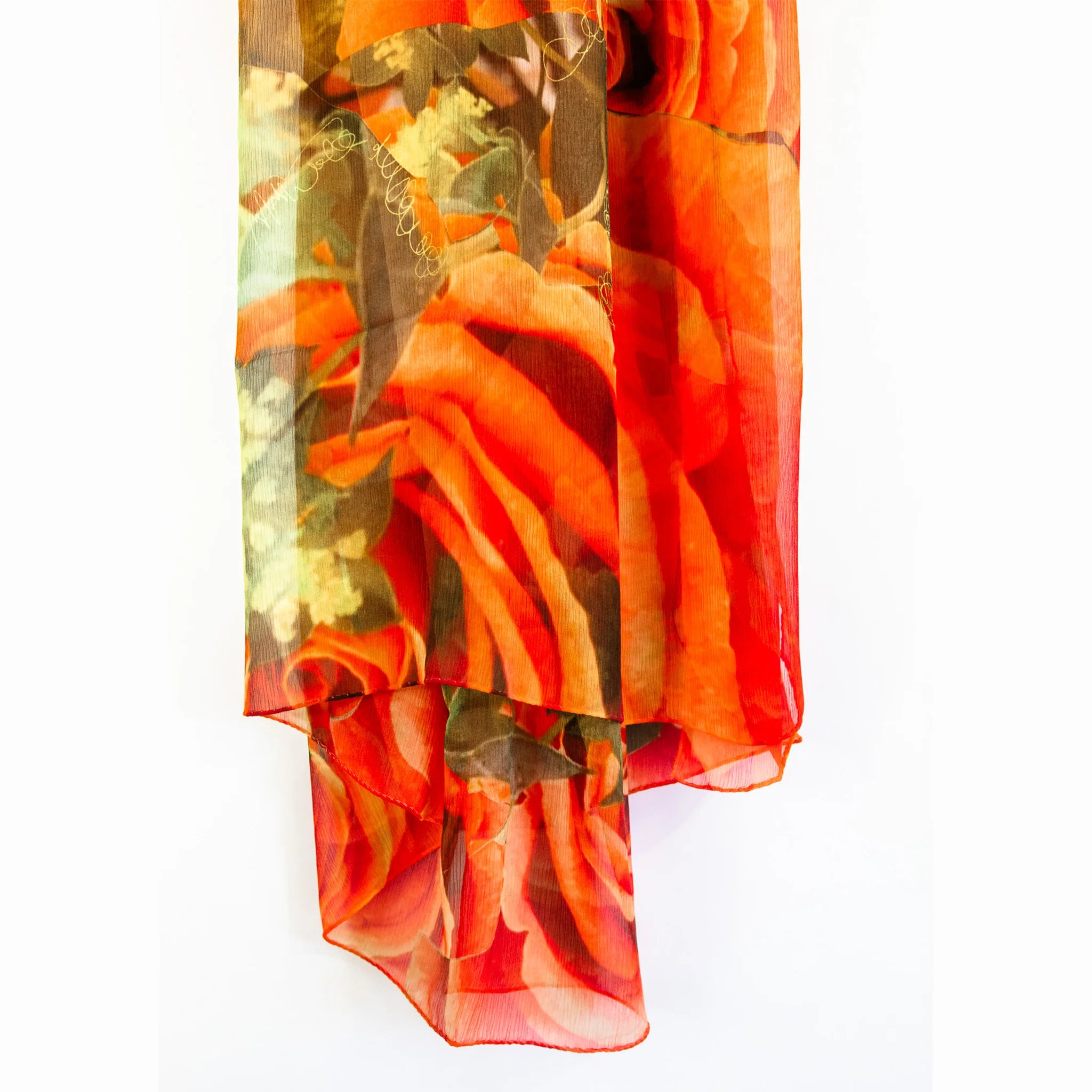 Camila NYC Orange Crinkle Silk Scarf - Elegant Fashion Accessory for Women, Perfect for Parties, Weddings & Everyday Wear