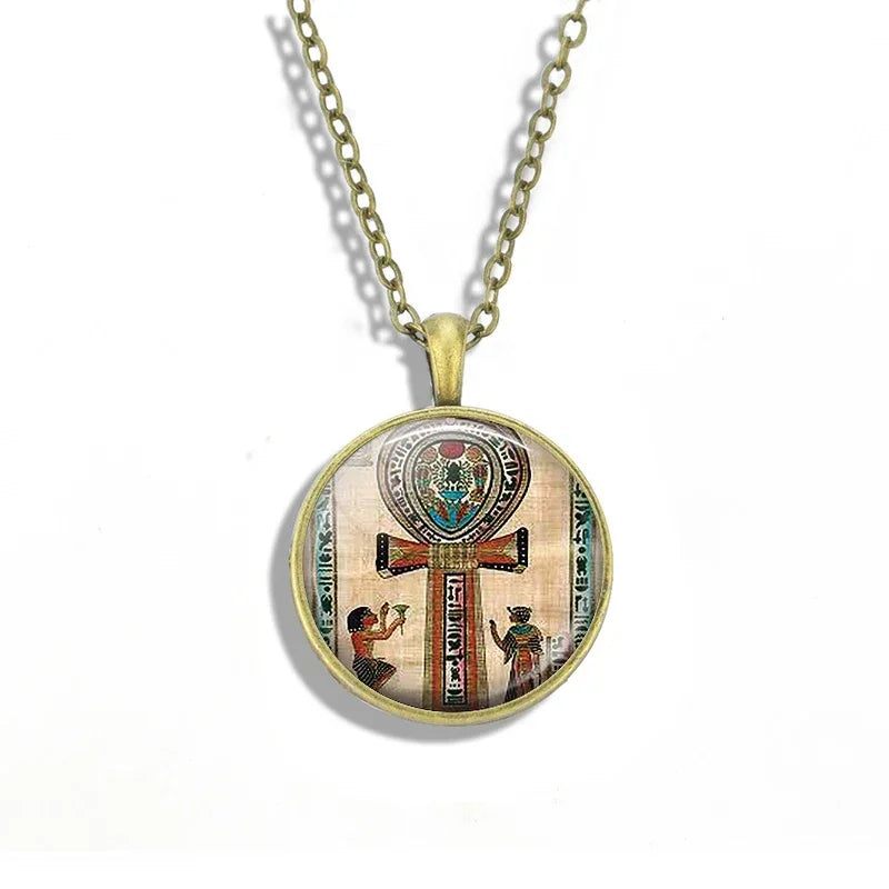 Egyptian Kingdom Necklace - Ancient Egyptian Style Jewelry for Women, Gold Plated Pendant with Hieroglyphics, Perfect for Costume Parties & Historical Events
