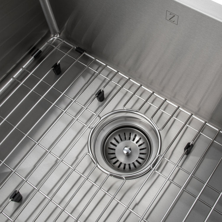 ZLINE Meribel 23-Inch Undermount Single Bowl Stainless Steel Kitchen Sink with Bottom Grid (SRS 23) - Perfect for Modern Kitchens, Dishwashing & Food Prep
