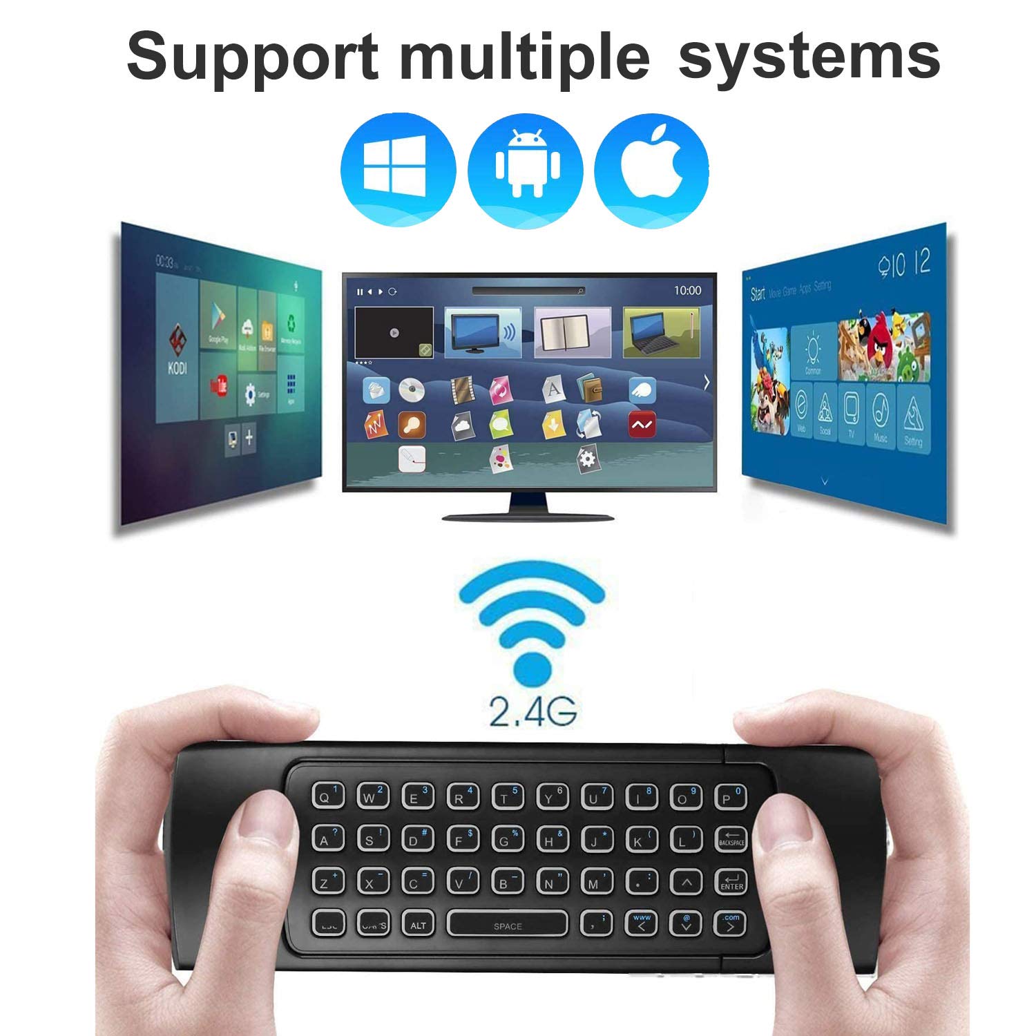 Rock&Rown MX3 Pro 2.4G Air Mouse Remote with Mini Wireless Keyboard - Compatible with Android TV/Box/Projector/IPTV/HTPC/Windows/Mac OS - Perfect for Home Theater, Smart TV Control & Media Streaming