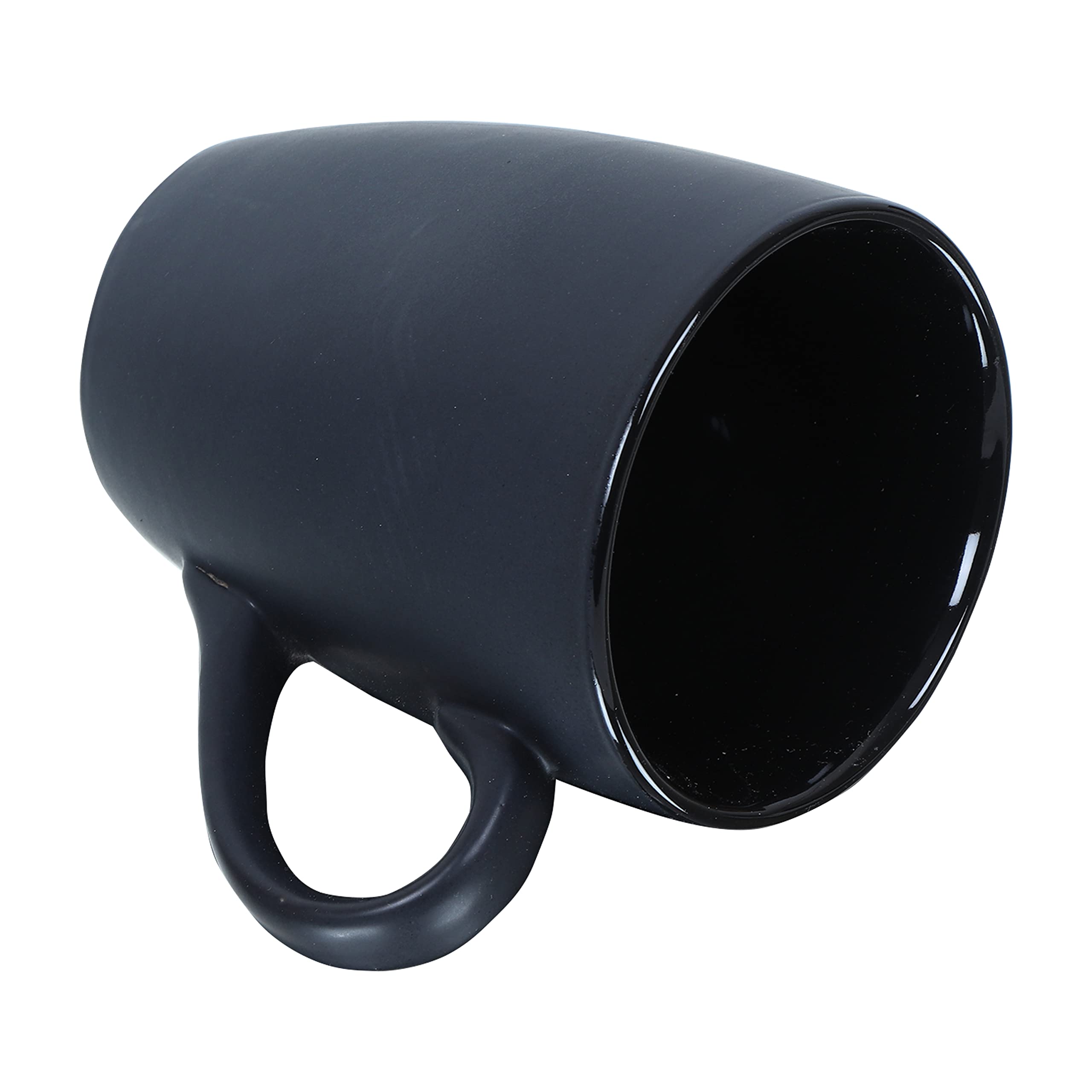 Elegant Black Matte Ceramic Coffee Mug with Handle - 300ml Set of 2 | Microwave & Dishwasher Safe | Perfect for Tea, Coffee, Milk, Latte & Cappuccino | Ideal for Home, Office & Gifts