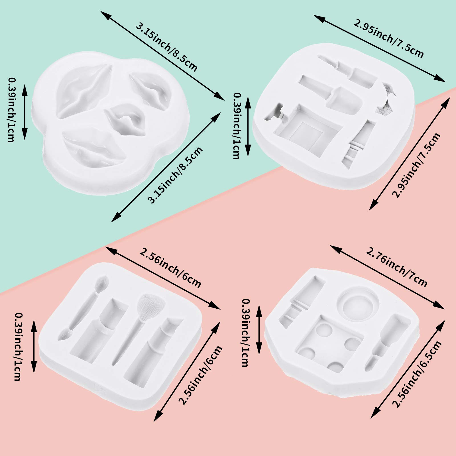 7-Piece Makeup Theme Silicone Molds Set for Cake, Chocolate, Lipstick, Perfume & High Heels - 3D Fondant Molds for Resin Crafts, DIY Decorating & Handmade Soap Making - Perfect for Birthday Parties, Wedding Favors & Baking Supplies