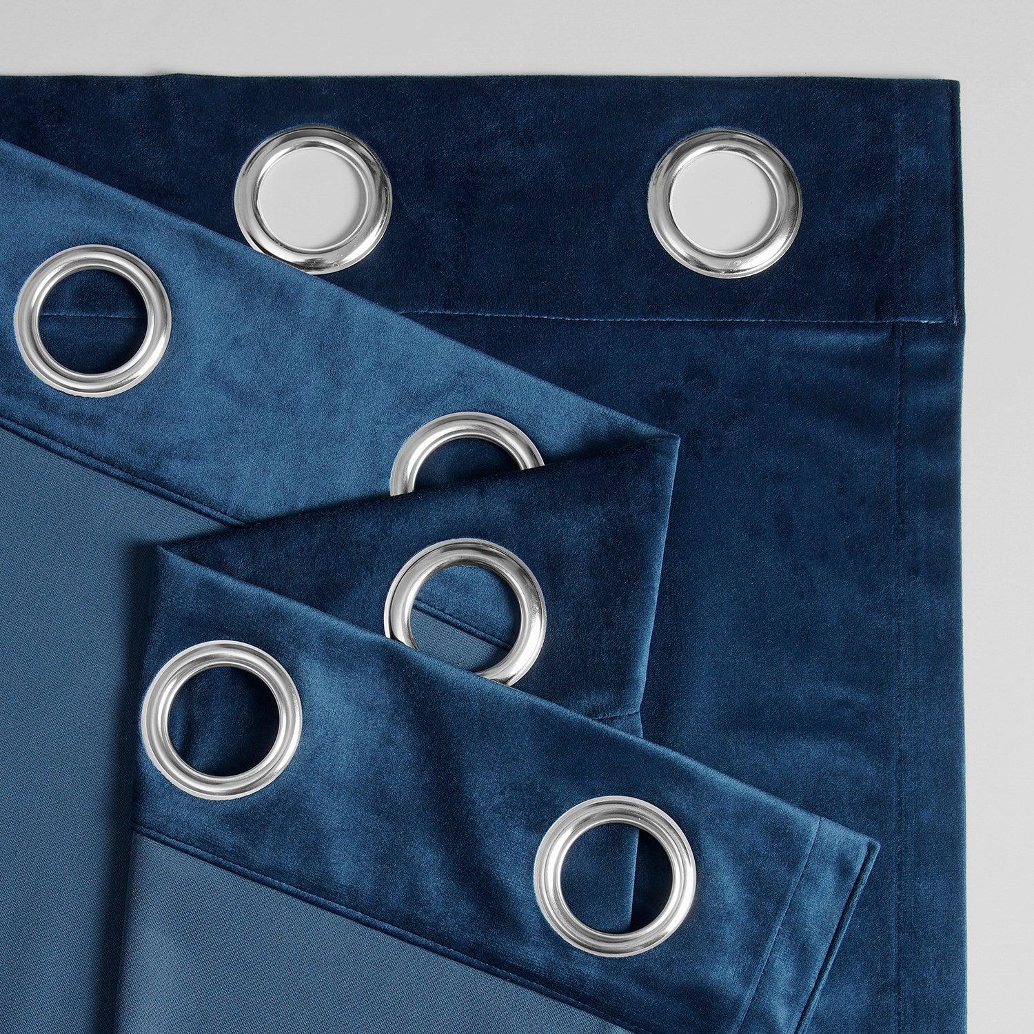 Deep Cobalt Blue Blackout Curtains with Grommet Top - 2 Panels Set for Bedroom, Living Room & Home Theater - Soft Velvet Room Darkening Window Drapes for Light Blocking & Privacy