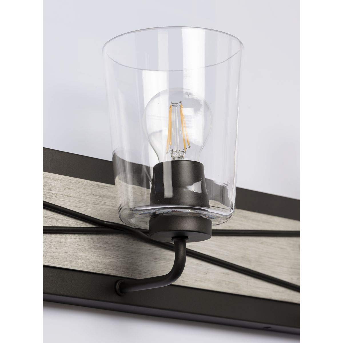 Progress Lighting Briarwood Collection 3-Light Clear Glass Coastal Bath Vanity Light in Graphite & Black - Perfect for Bathroom Vanity, Powder Room, and Coastal Style Home Decor