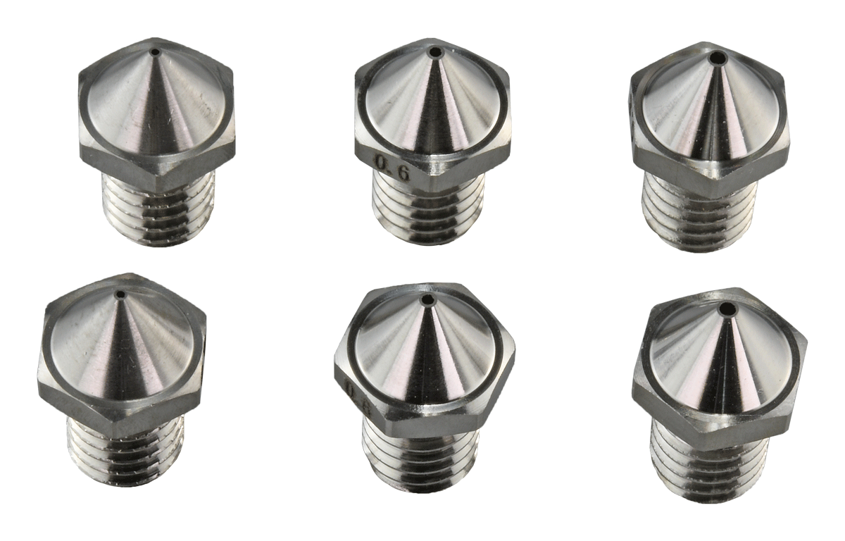 Flashforge 3D Printer Steel Nozzle Set - 0.4mm/0.6mm/0.8mm Sizes - 6 Pack Replacement Nozzles for Flashforge Creator Pro, Adventurer 3 | Perfect for ABS, PLA, PETG Filament Printing