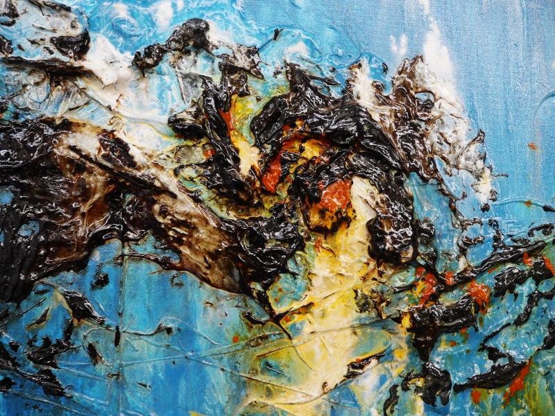 160cm x 60cm Blue and Sienna Abstract Canvas Painting - Modern Wall Art for Living Room, Bedroom & Office Decor