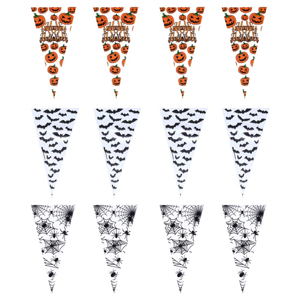 300pcs Halloween Triangle Candy Bags - Assorted Colors Cream Treat Bags for Trick or Treat, Party Favors & Classroom Treats