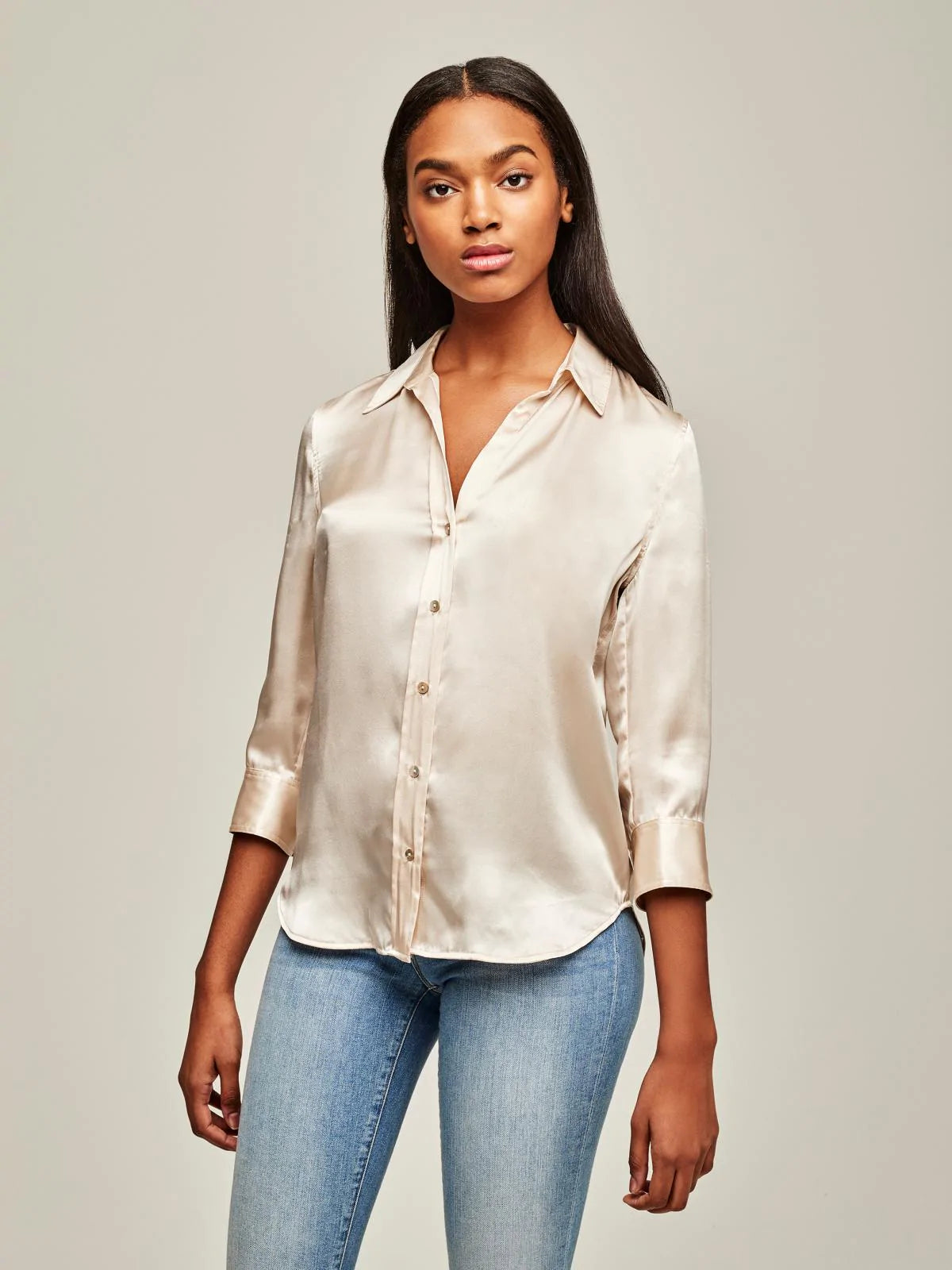 L'Agence Dani Blouse - Women's Elegant Silk Button Down Shirt for Work, Office & Special Occasions | Perfect for Business Meetings, Dates & Formal Events