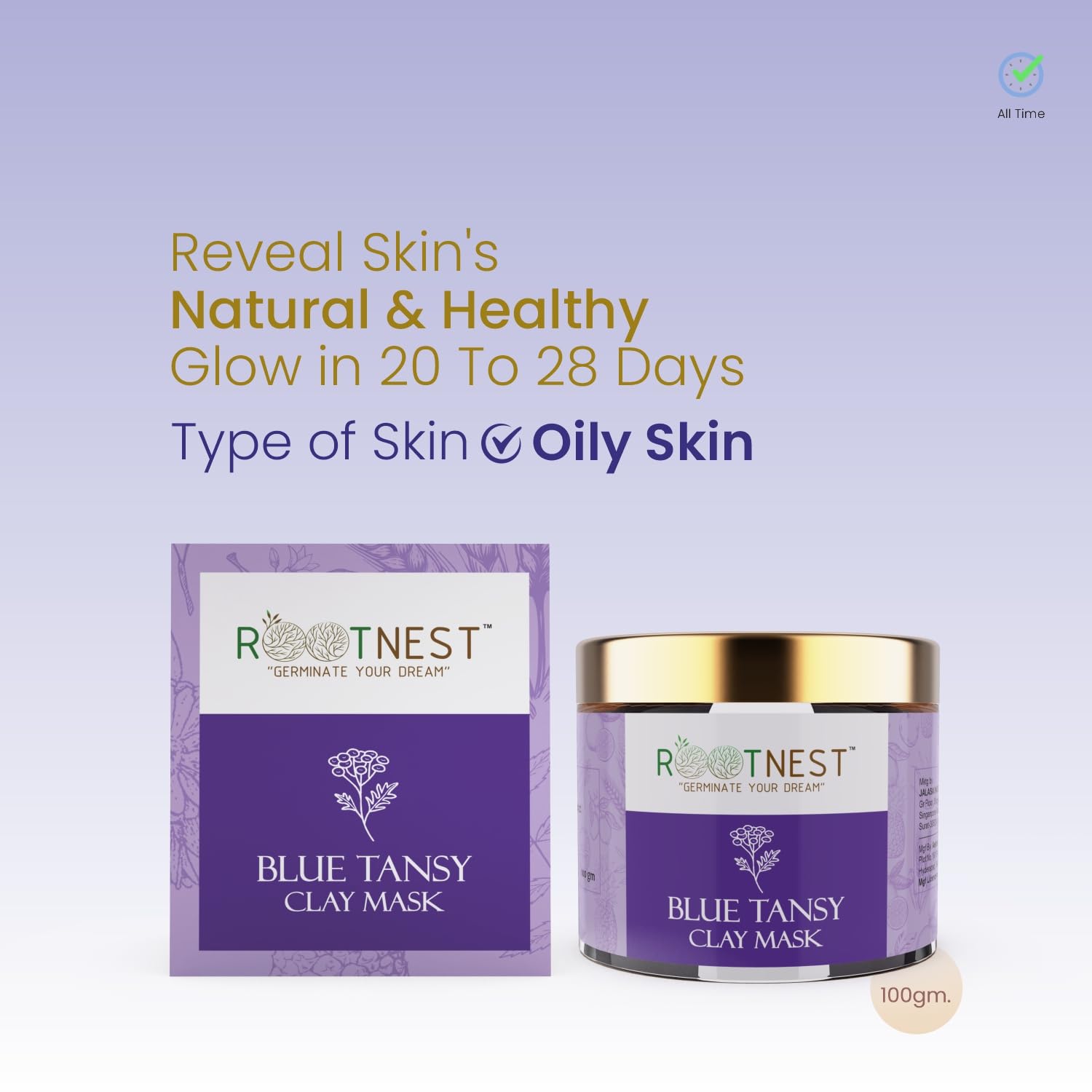 ROOTNEST Pinky Rose Clay Mask - 100gm Ayurvedic & Natural Bloom & Rejuvenate Face Mask for Glowing Skin | Deep Cleansing, Detoxifying & Hydrating | Perfect for Spa Day, Self-Care Routine & Gift Giving