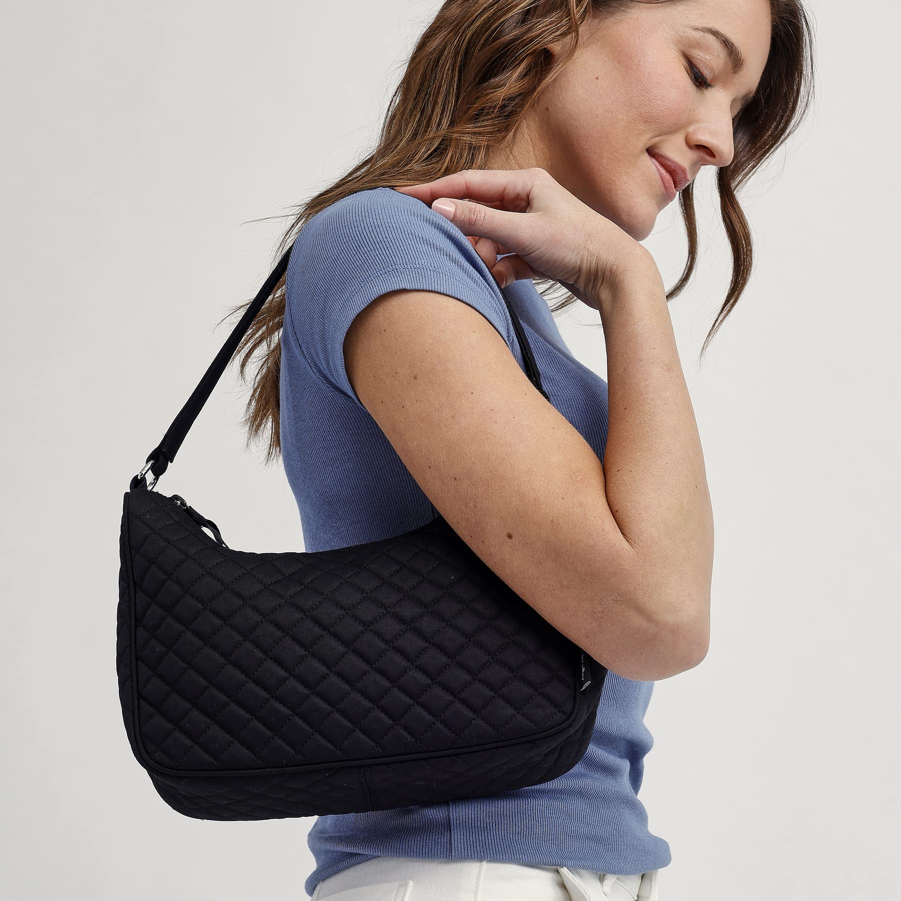 Vera Bradley Women's Cotton Frannie Crescent Crossbody Purse - Stylish & Lightweight Shoulder Bag for Everyday Use, Travel & Shopping