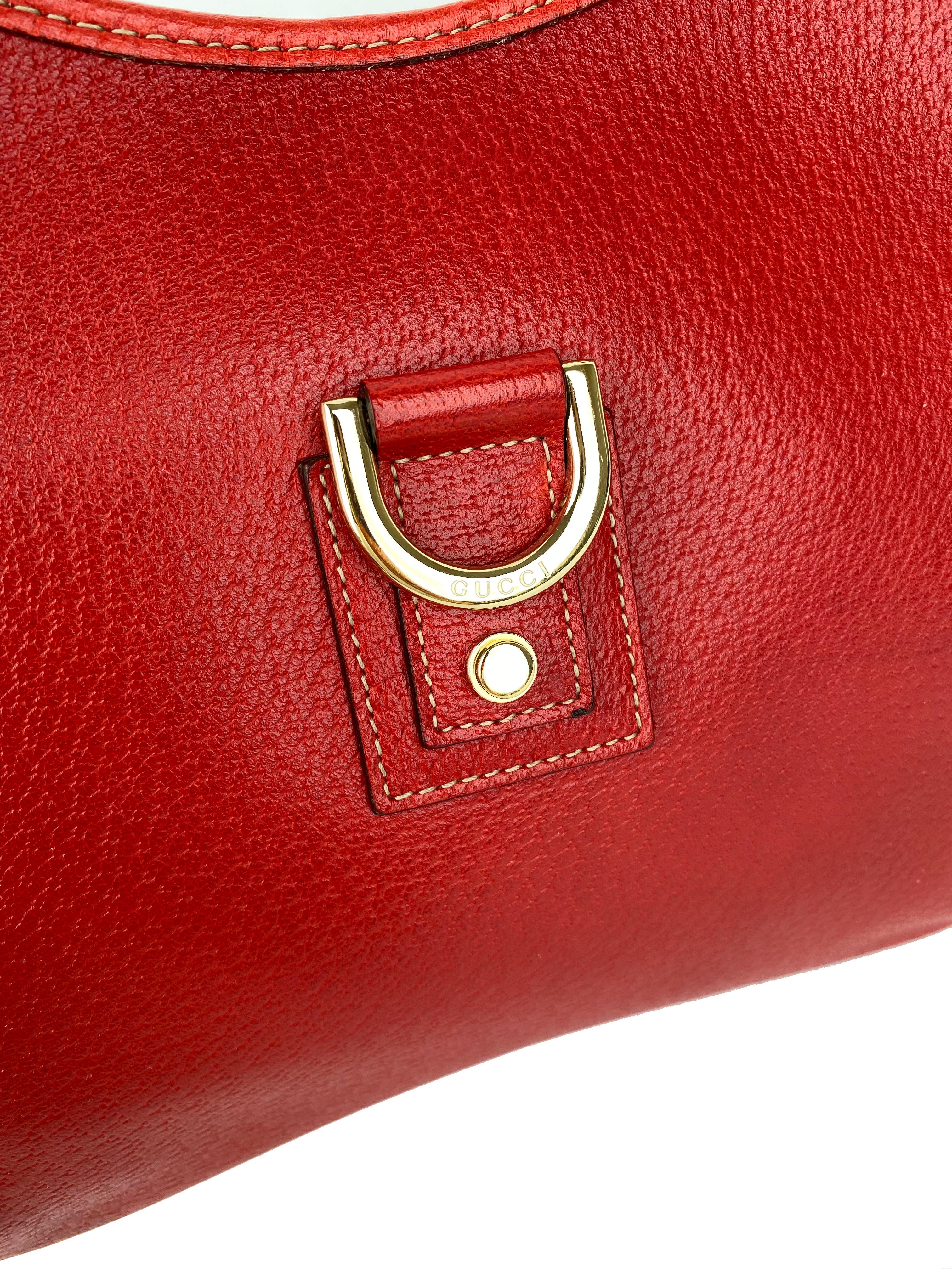 Authentic Gucci Vintage Red Hobo Leather Handbag for Women | Luxury Designer Shoulder Bag | Perfect for Date Night, Parties & Travel
