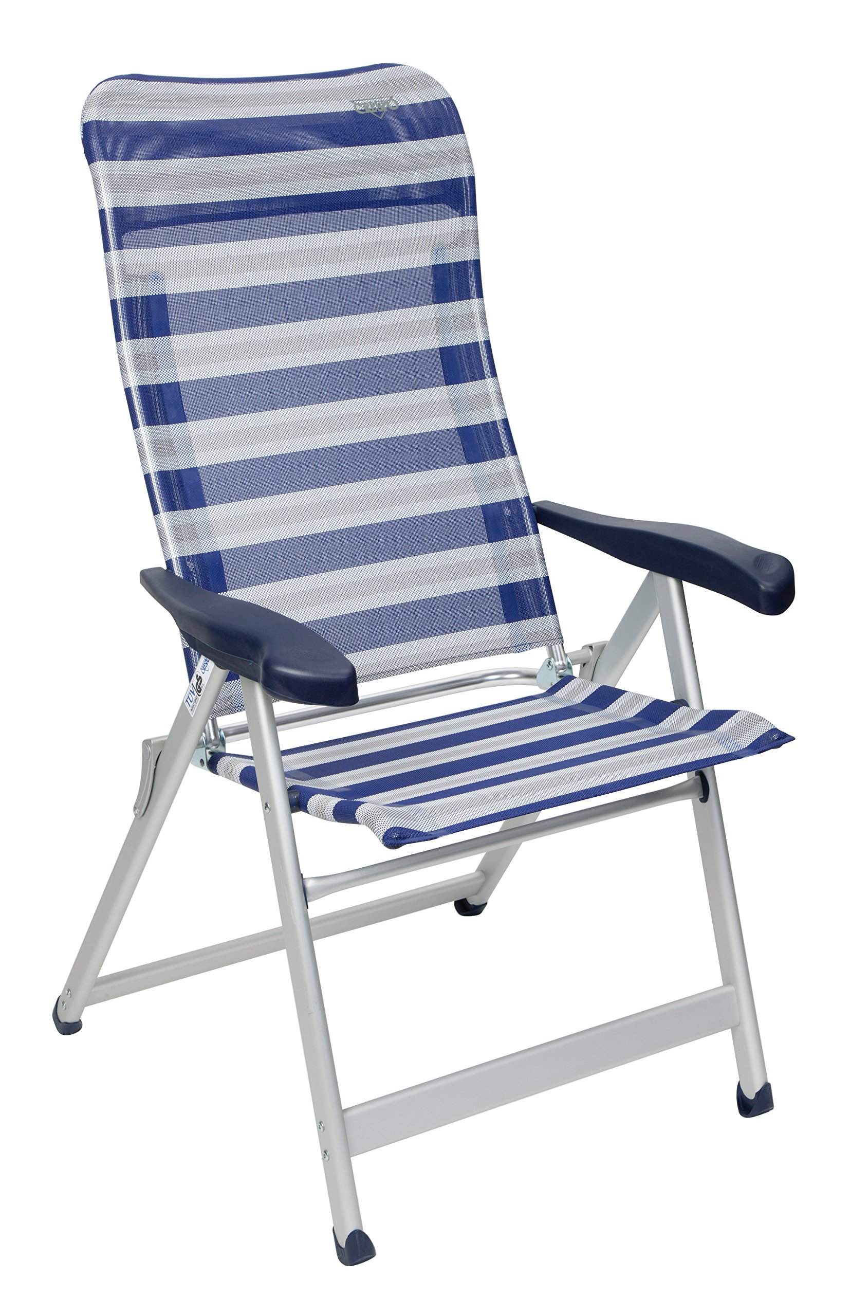 Portable Folding Camping Chair AL-237 - Lightweight Outdoor Chair with Blue Stripes - Perfect for Beach, Picnic, Hiking and Backyard Relaxation