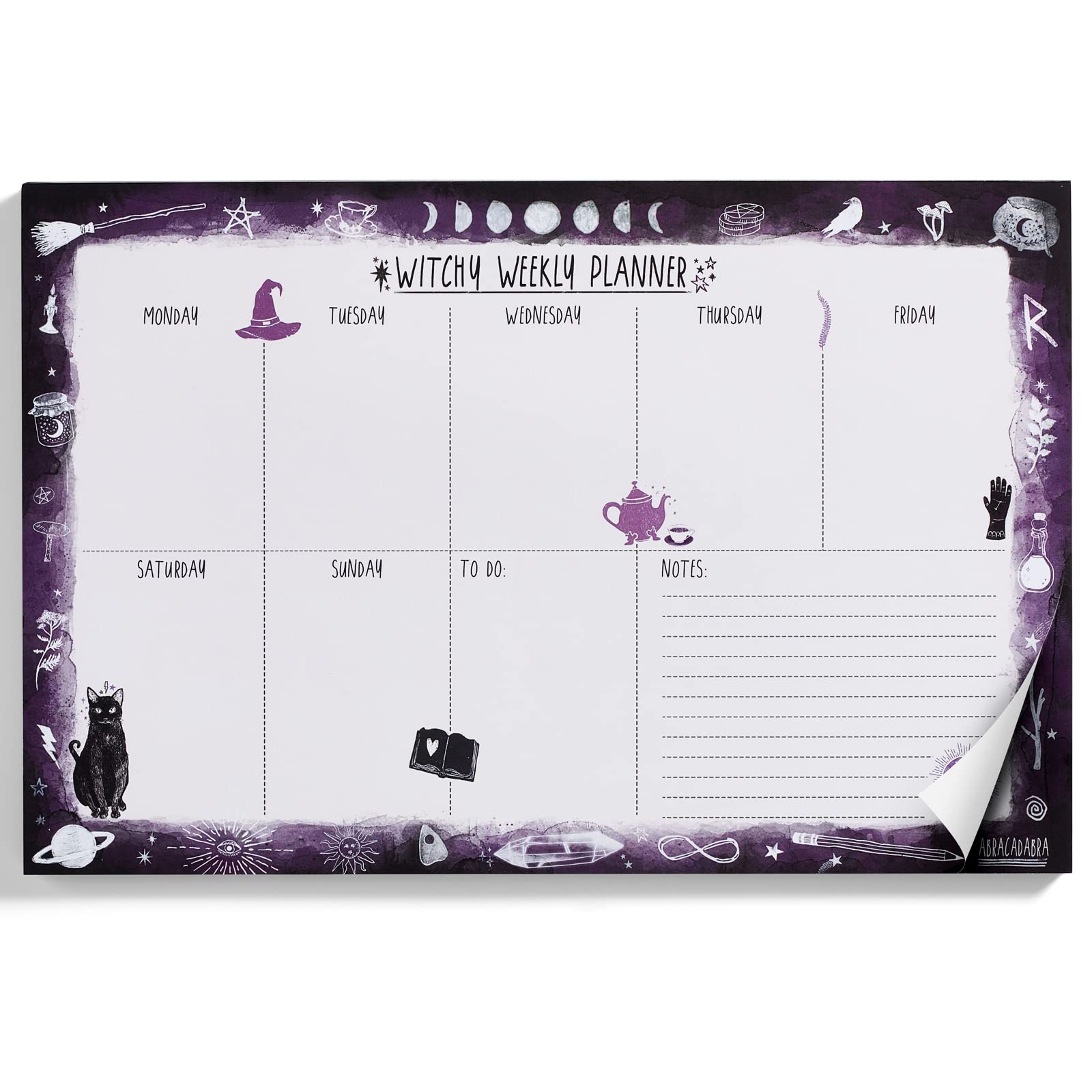 Witchy Weekly Planner Notepad - Undated Big Agenda for Office & Desk Decor - Yule & Christmas Gifts for Women 2025 | Perfect for Wiccan Altars, Gothic Home Decor & Witchcraft Journals