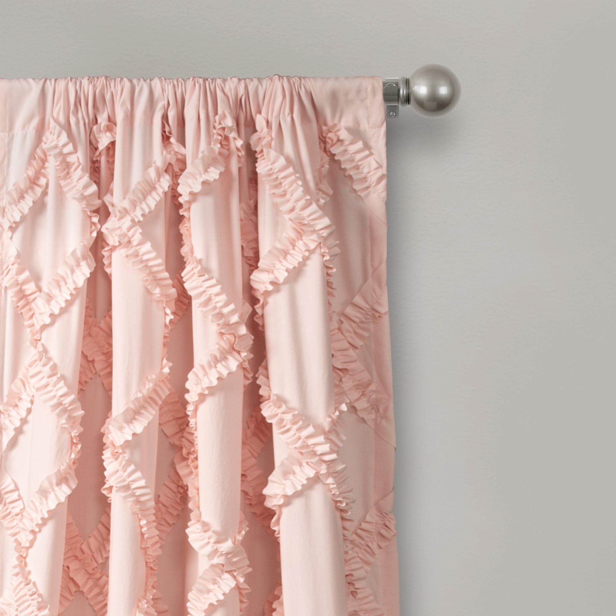 Elegant Ruffle Diamond Window Curtain Set - Blackout Sheer Panels for Living Room & Bedroom - Home Decor for French Doors, Bay Windows & Nursery (Set of 2)