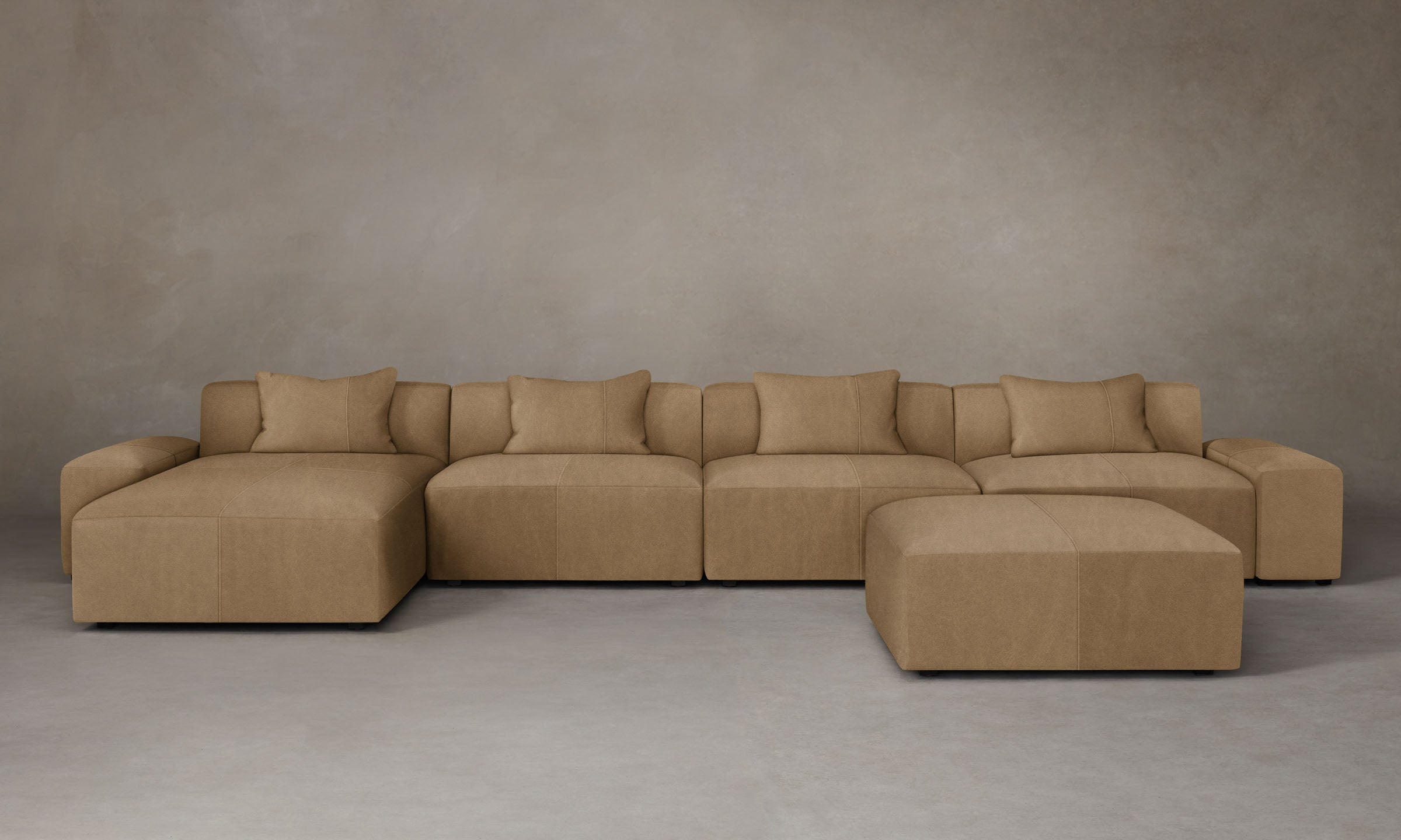 Premium The Breuer Modular Sectional Sofa - Genuine Tuscan Leather in Camel Brown | Luxury Living Room Furniture for Modern Homes & Stylish Spaces