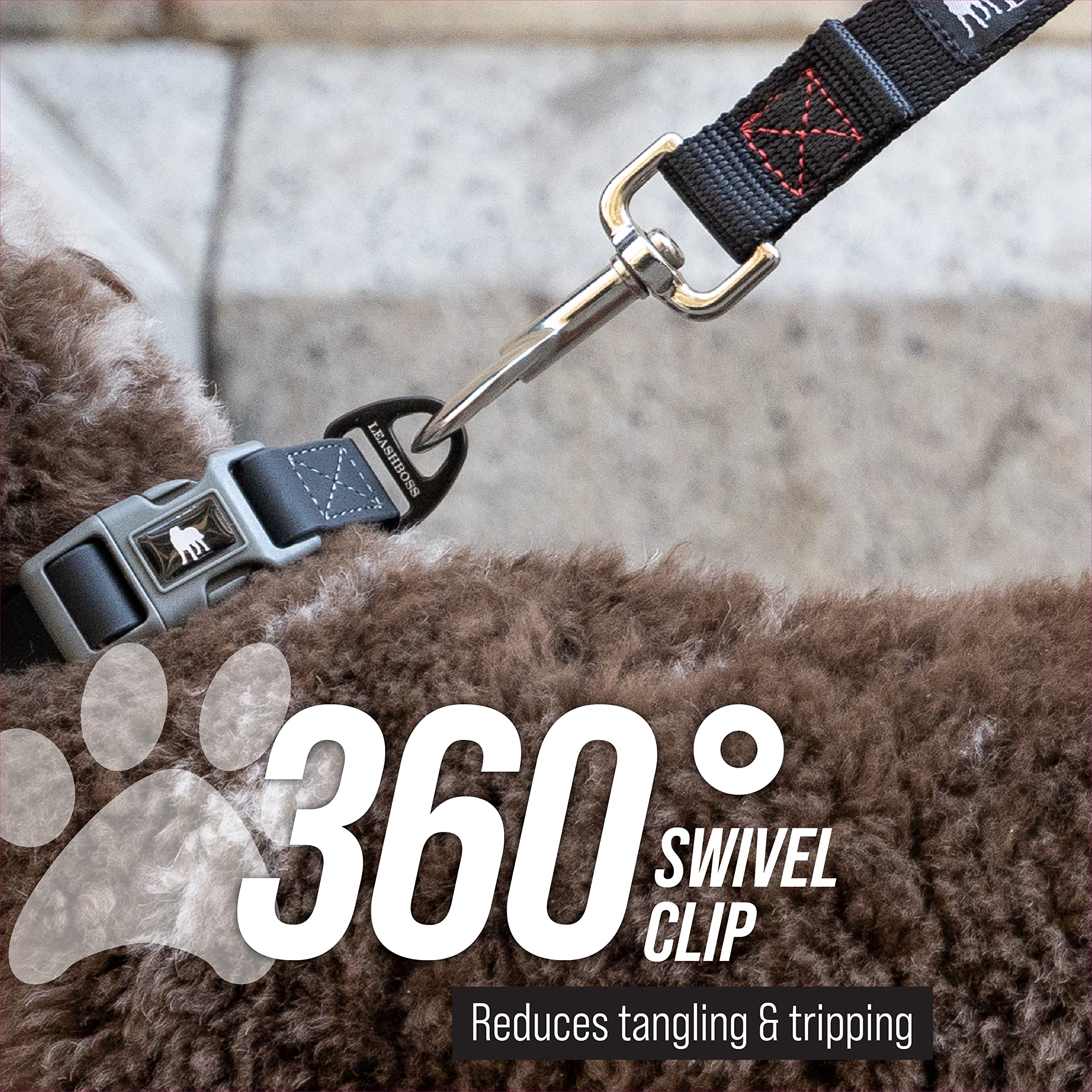 Leashboss Short Dog Leash for Training - Padded Traffic Handle Comfort Leash for Small, Medium & Large Dogs | Durable Nylon Dog Lead for Walking, Jogging & Outdoor Adventures