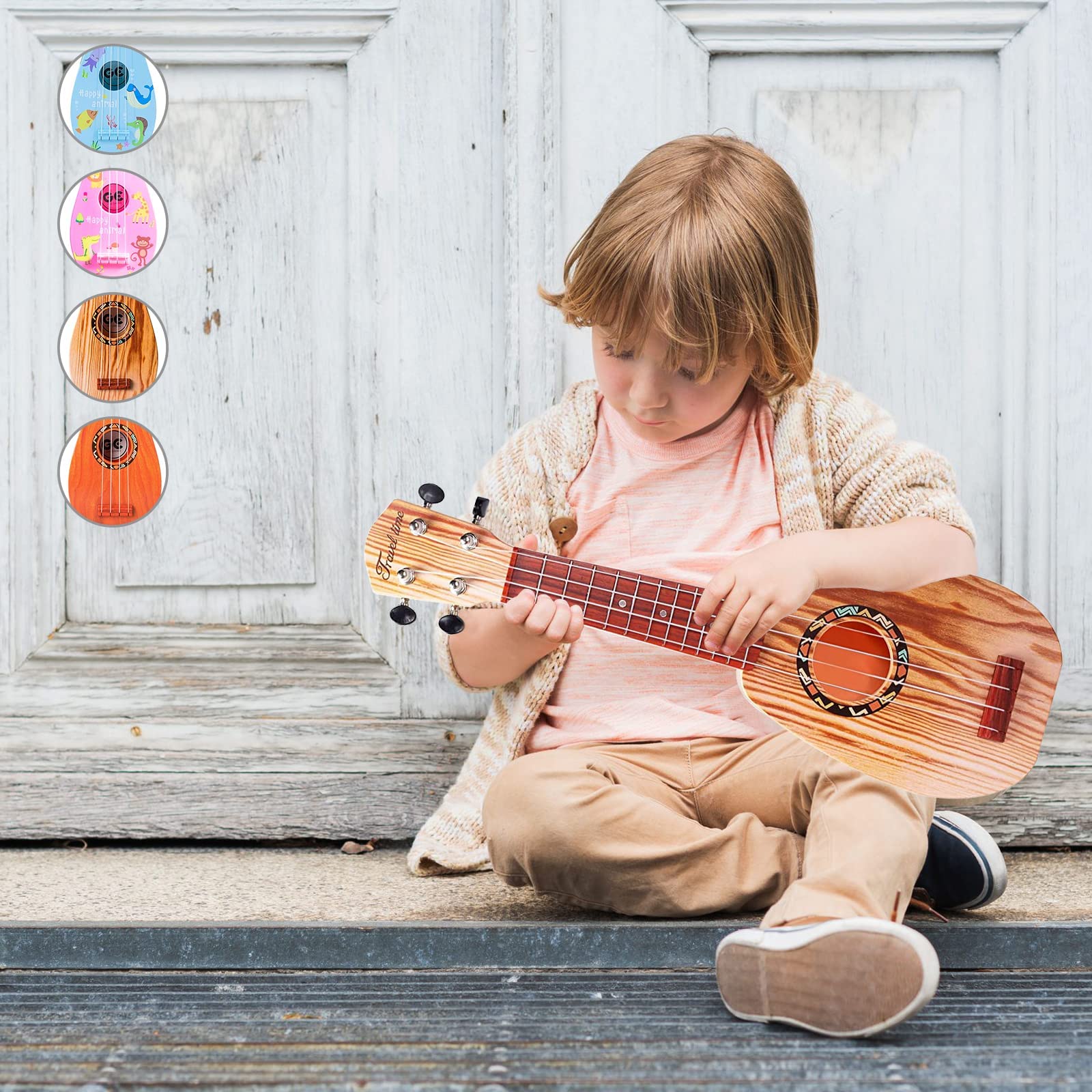 **YOLOPLUS+ 17 Inch Kids Ukulele Toy – 4 String Mini Guitar for Toddlers & Beginners | Educational Musical Instrument with Anti-Impact Design, Includes Picks, Strap & Tutorial – Perfect for Learning, Gifts & Home Play**