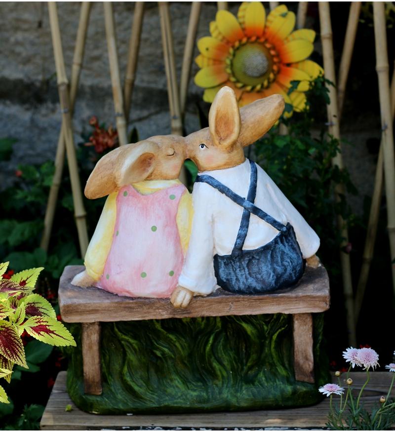 Large Bunny Rabbit Lovers Statue - Romantic Kissing Rabbit Sculpture for Wedding Gifts, Garden Decor, Courtyard Ornament, Villa Outdoor Decoration | Perfect for Valentine's Day, Anniversary, and Garden Landscaping Ideas