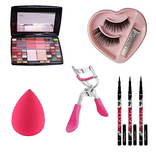 VALSH 48-Color Liquid Eyeliner Pen & Eyeshadow Palette Set with Eyelashes and Eyelash Curler - Professional Makeup Kit for Women | Perfect for Parties, Weddings, and Daily Beauty Looks