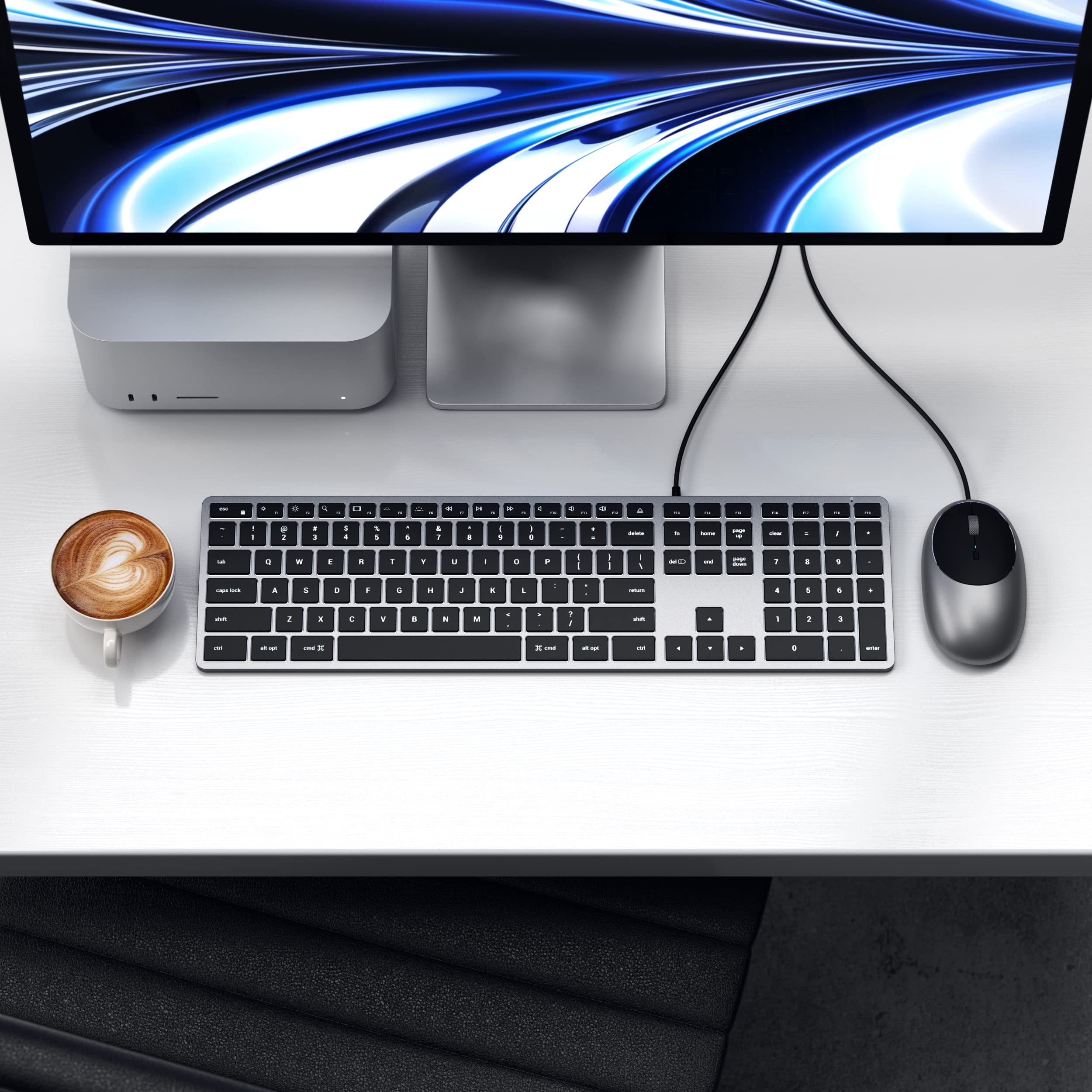 Satechi Slim W3 Wired Keyboard & Aluminum C1 Wired Mouse Bundle - USB C Backlit Keyboard with Adjustable DPI Mouse for MacBook Pro/Air, iPad Pro/Air, iMac, PC Laptops & Desktops - Perfect for Home Office, Gaming & Productivity Workstations
