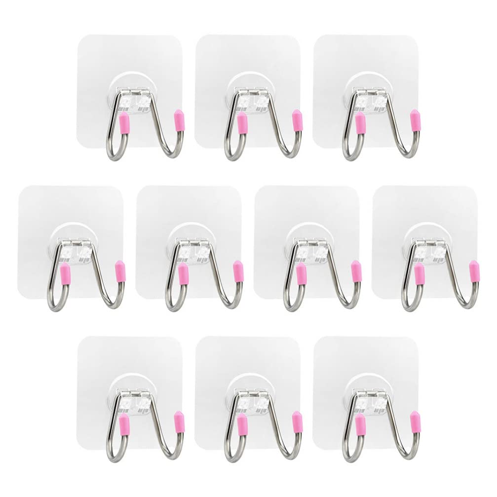 **LIFKOME Heavy Duty Self Adhesive Wall Hooks - Waterproof, Transparent, Rustproof Stainless Steel Hooks for Hanging & Organizing - No Nails Needed - Perfect for Bathrooms, Kitchens, Dorm Rooms & Offices**