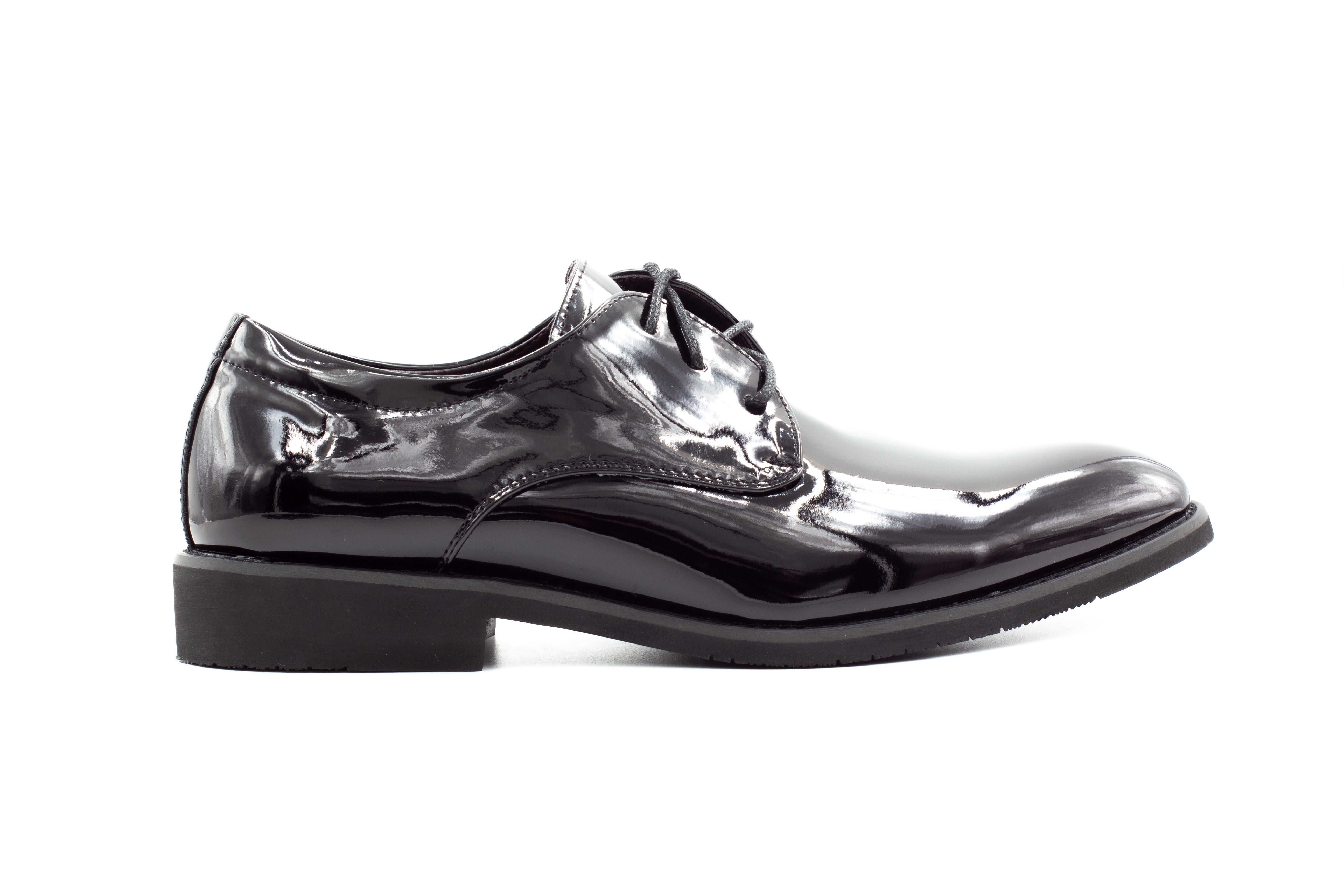 Men's London Derby Shoes - Patent Black Leather Formal Dress Shoes for Business, Wedding & Office Wear