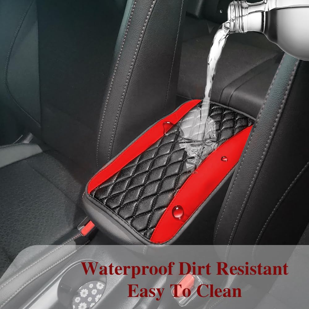 Premium PU Leather Car Center Console Cushion Pad - Waterproof Non-Slip Armrest Cover Protector for Cars, SUVs & Vehicles | Comfortable Driving Accessory for Long Trips & Daily Commutes