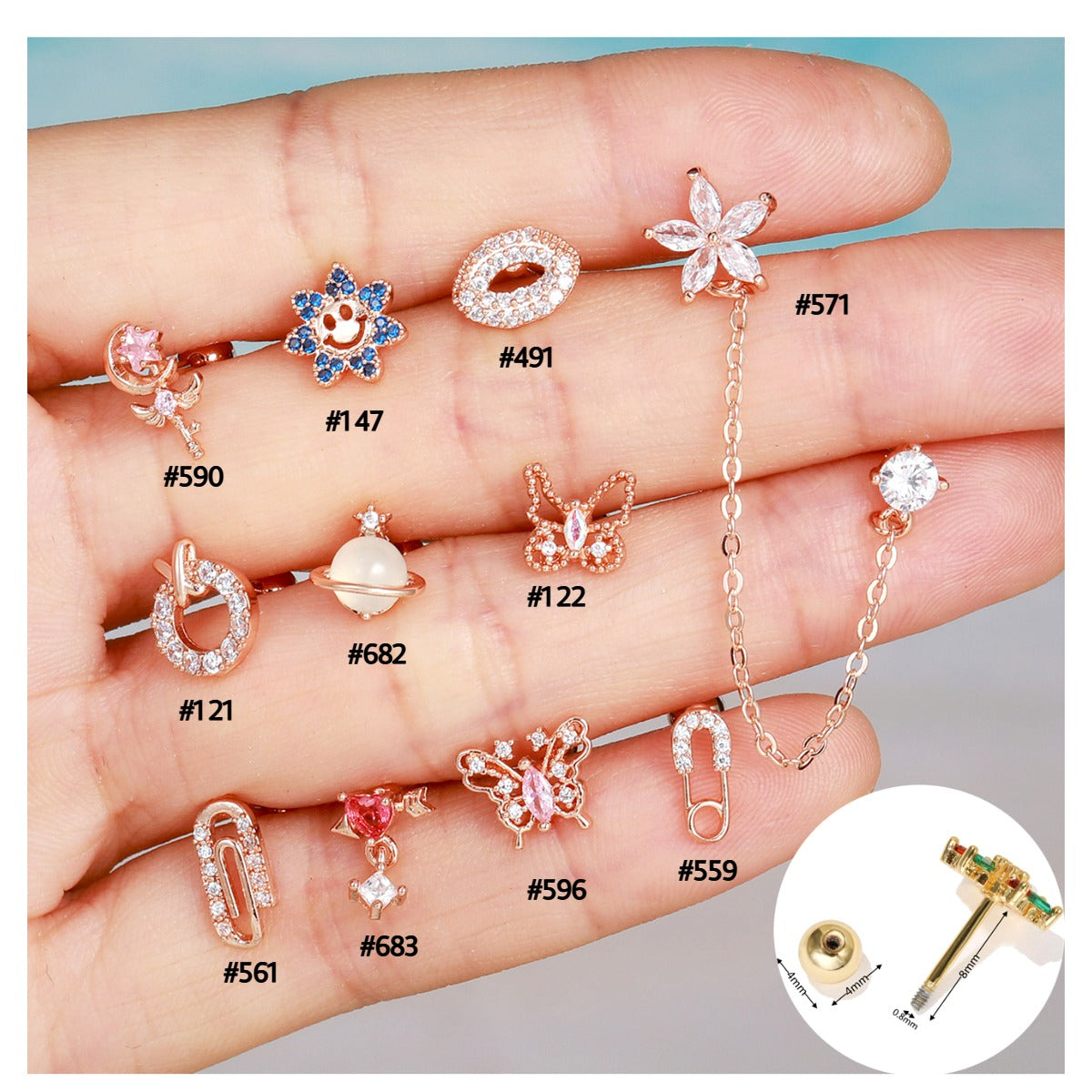 20G Cute Face Safety Pin Conch Stud Earrings for Women | Hypoallergenic Stainless Steel Cartilage Piercing Jewelry | Perfect for Daily Wear, Parties & Gifts (EGD0590)