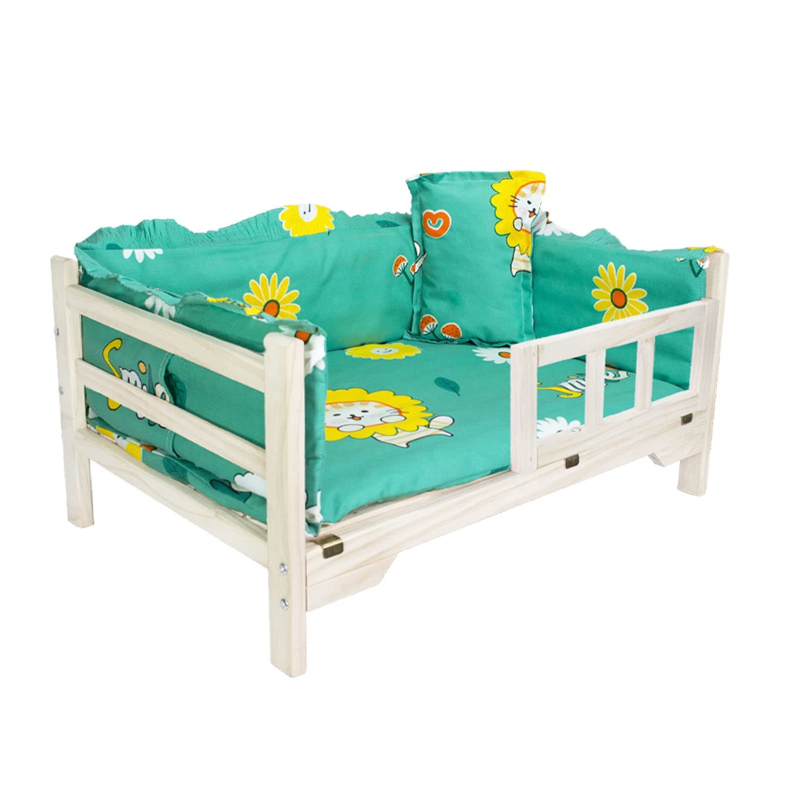 Elevated Wooden Dog Bed for Small Medium Large Dogs - Washable Cushion, Easy Assembly for Home & Outdoor Use