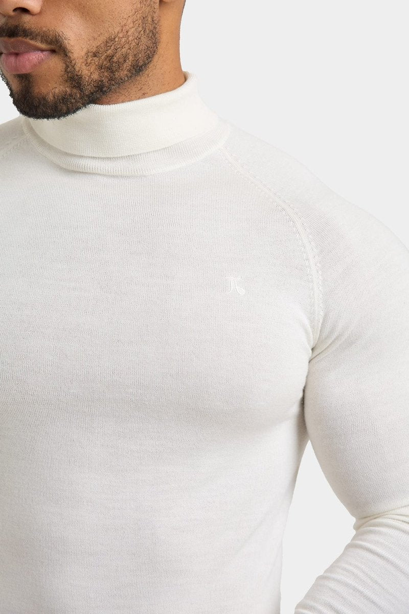 Premium Merino Wool Turtleneck Sweater - Soft & Warm Winter Pullover for Women & Men - Chalk Color - Perfect for Office, Travel & Cold Weather Outfits