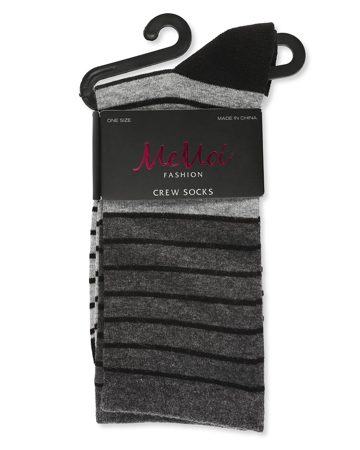 MeMoi Women's Striped Wool Blend Crew Socks - Warm & Comfortable Winter Socks for Casual Wear, Office, and Outdoor Activities