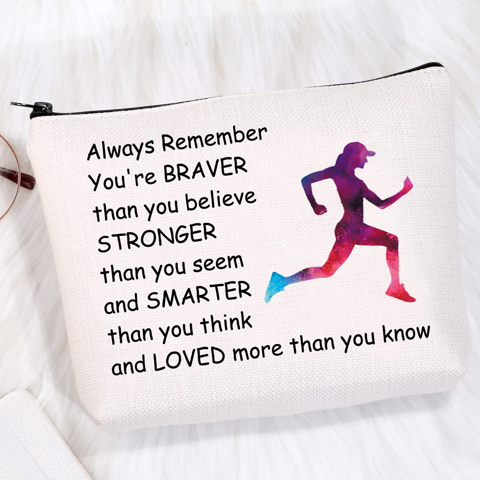 Running Lover Gifts Makeup Bag for Women - Waterproof Cosmetic Pouch for Runners, Cross Country, Teens - Travel Toiletry Organizer with Zipper | Perfect for Gym, Marathon Training & Vacation Essentials