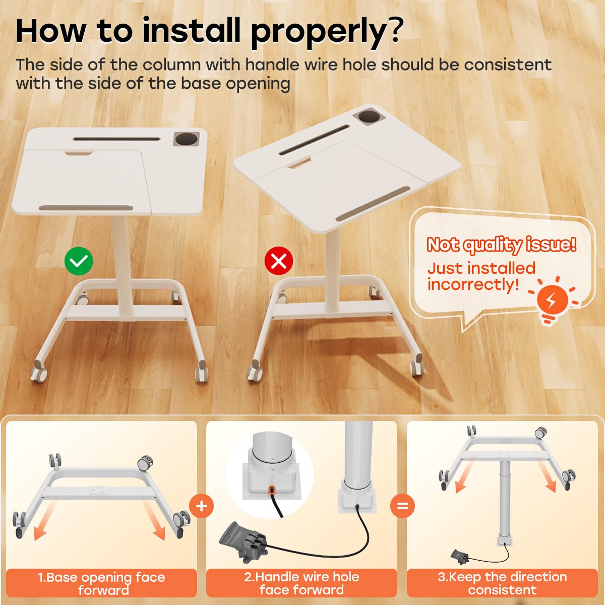 JOY Worker Adjustable Mobile Standing Desk - Portable Sit Stand Workstation with Wheels & Cup Holder - 60° Tiltable Laptop Table for Home Office, Bedroom, Couch & School Use - Holds 22lbs - White