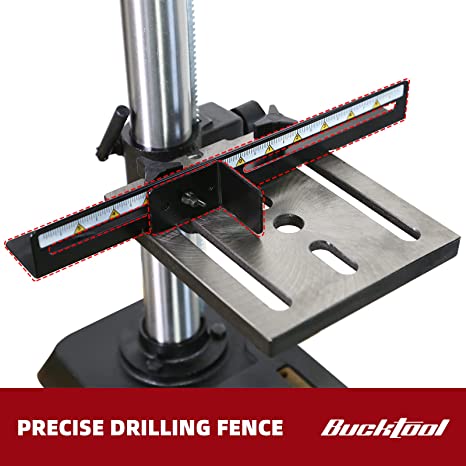BUCKTOOL 10 Inch 6.2 Amp 3/4 HP Benchtop Drill Press - 5-Speed Adjustable Bench Drill Machine with LED Work Light for Woodworking, Metalworking & DIY Projects