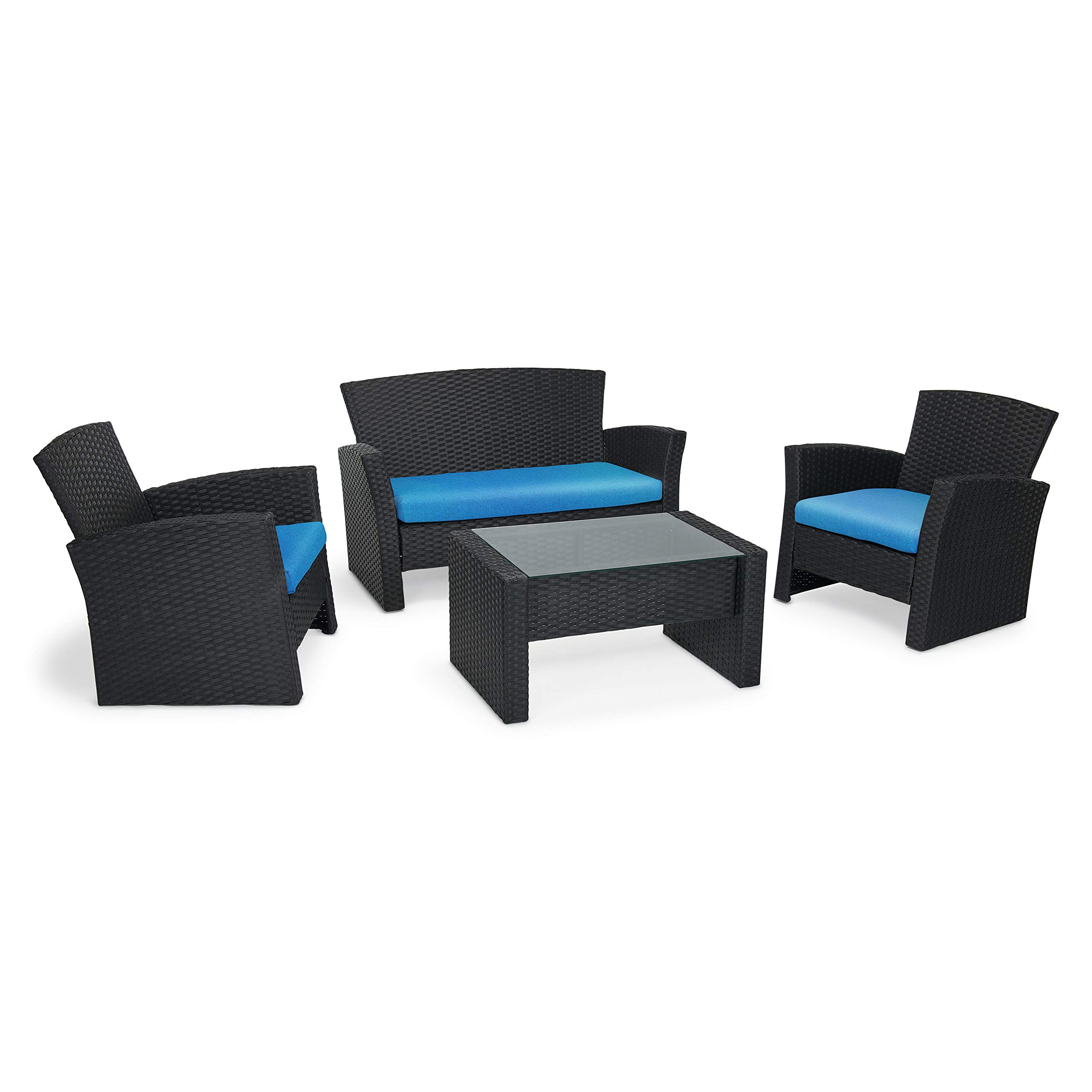 4-Piece All-Weather PE Rattan Patio Furniture Set with Cushions & Coffee Table - Outdoor Wicker Sectional Sofa for Garden, Porch, Poolside & Backyard Relaxation