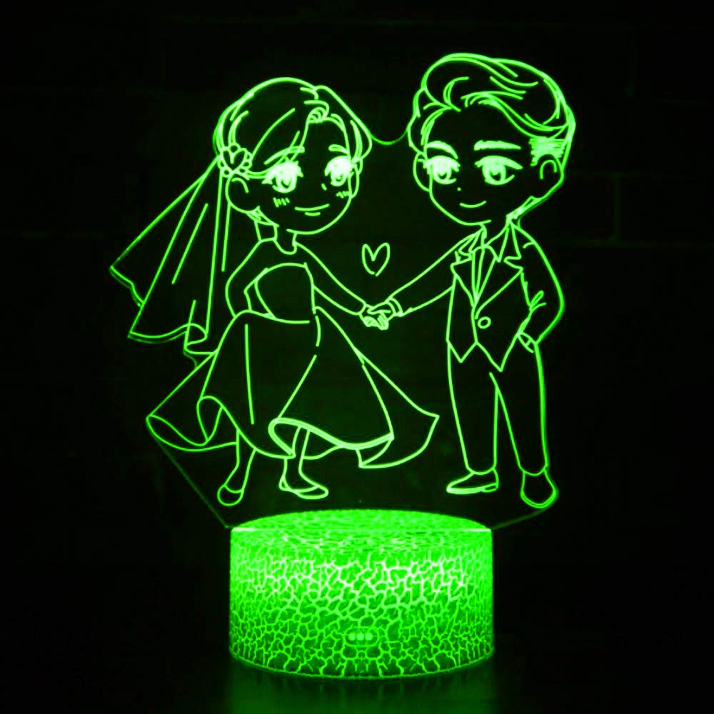3D LED Love Night Light - Touch Control, 7 Color Changing Table Lamp for Home Decor, Romantic Gift for Wedding, Anniversary, Birthday, Christmas - Perfect for Bedroom, Nursery, Kids Room, and Office Desk