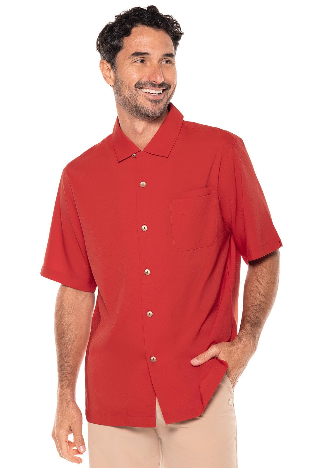 Coolibar UPF 50+ Men's Safari Camp Shirt - Sun Protective Long Sleeve Button Down Shirt for Outdoor Hiking, Fishing & Travel - UV Protection Clothing for Men