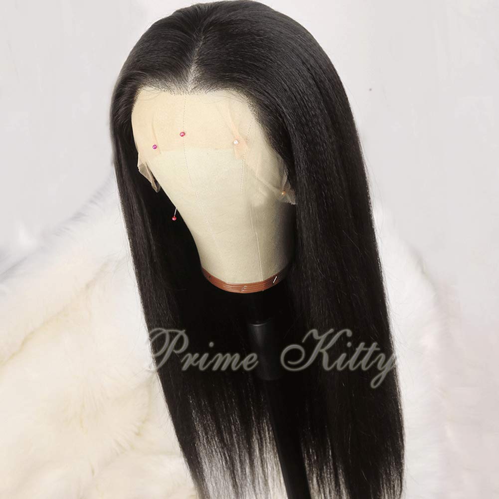 150% Density 360 Lace Front Human Hair Wig with Baby Hair - Yaki Straight Virgin Peruvian Hair 14