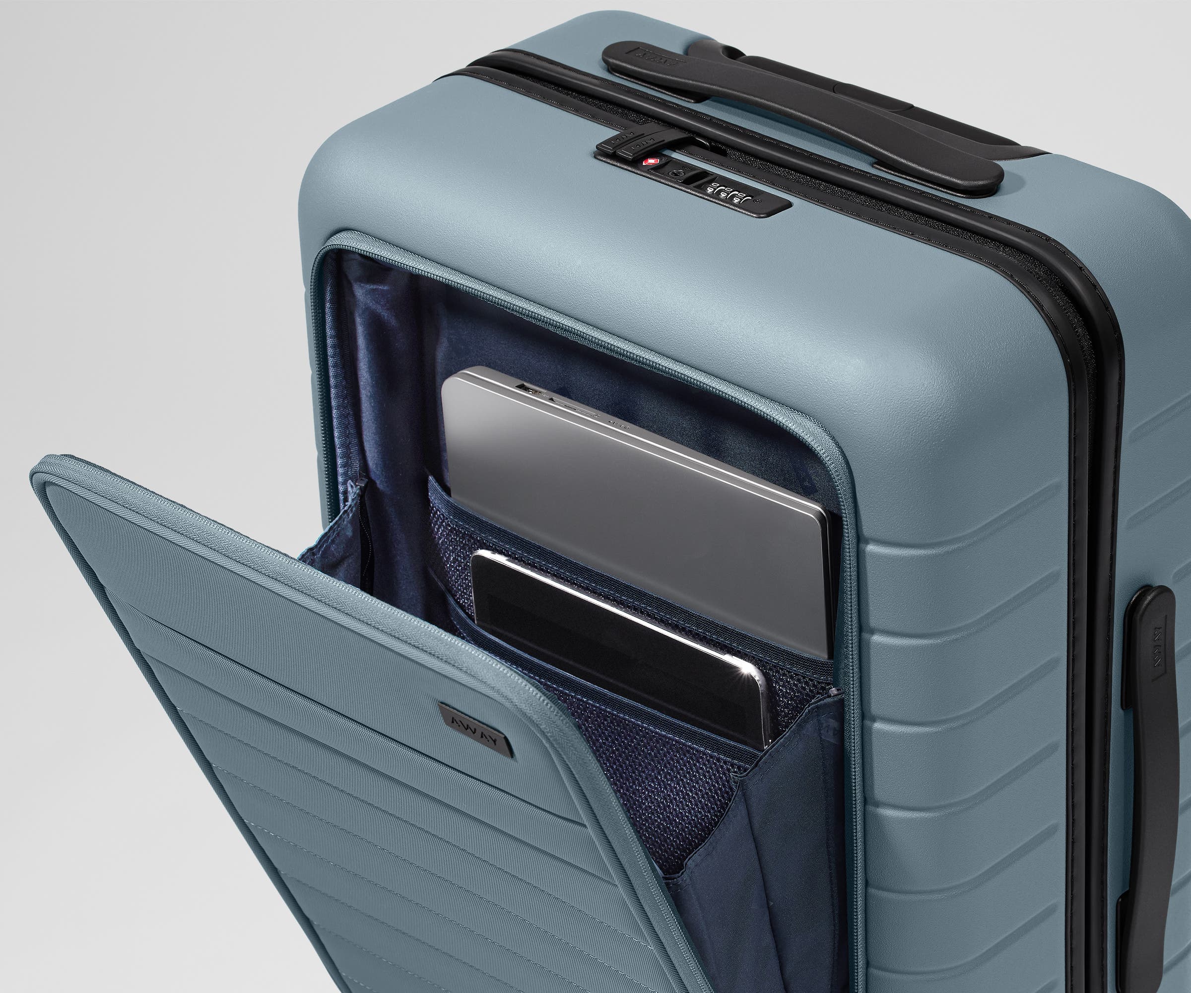 Executive Bigger Carry On Luggage in Coast Blue - Perfect for Business Travel & Weekend Getaways