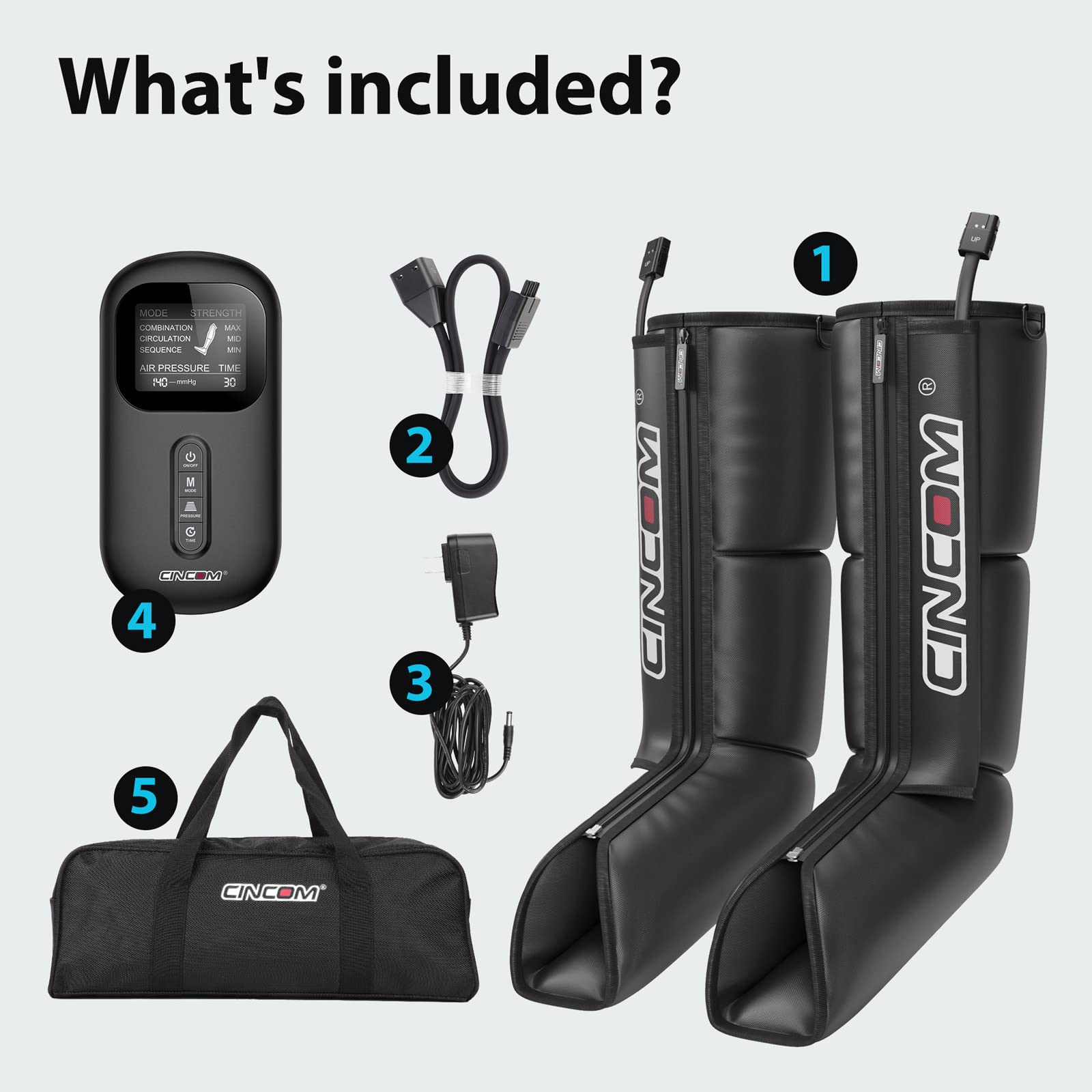 CINCOM Air Compression Leg Massager for Circulation, Pain Relief & Swelling - Relaxing Recovery Boots for Athletes, Edema Relief, Perfect Gift for Mom & Dad - FSA HSA Eligible - Ideal for Post-Workout Recovery, Travel & Home Use