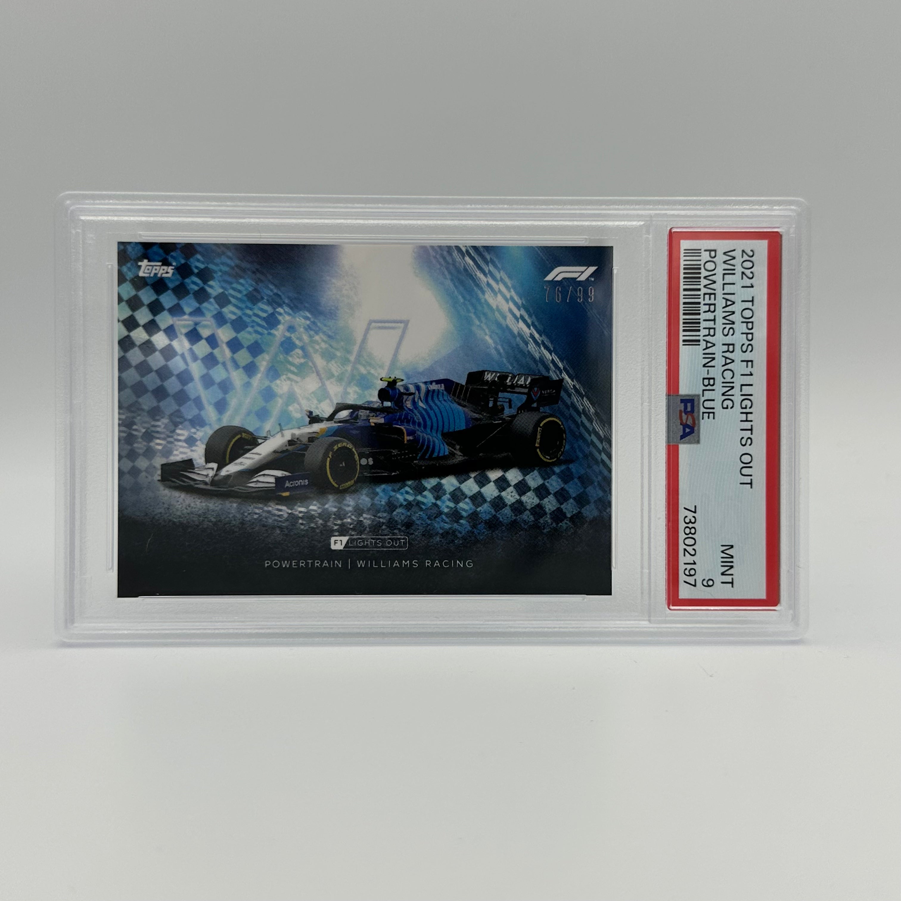 PSA 9 Graded 76/99 Williams Racing Powertrain Blue - Rare Collectible F1 Trading Card for Racing Fans & Memorabilia Enthusiasts
