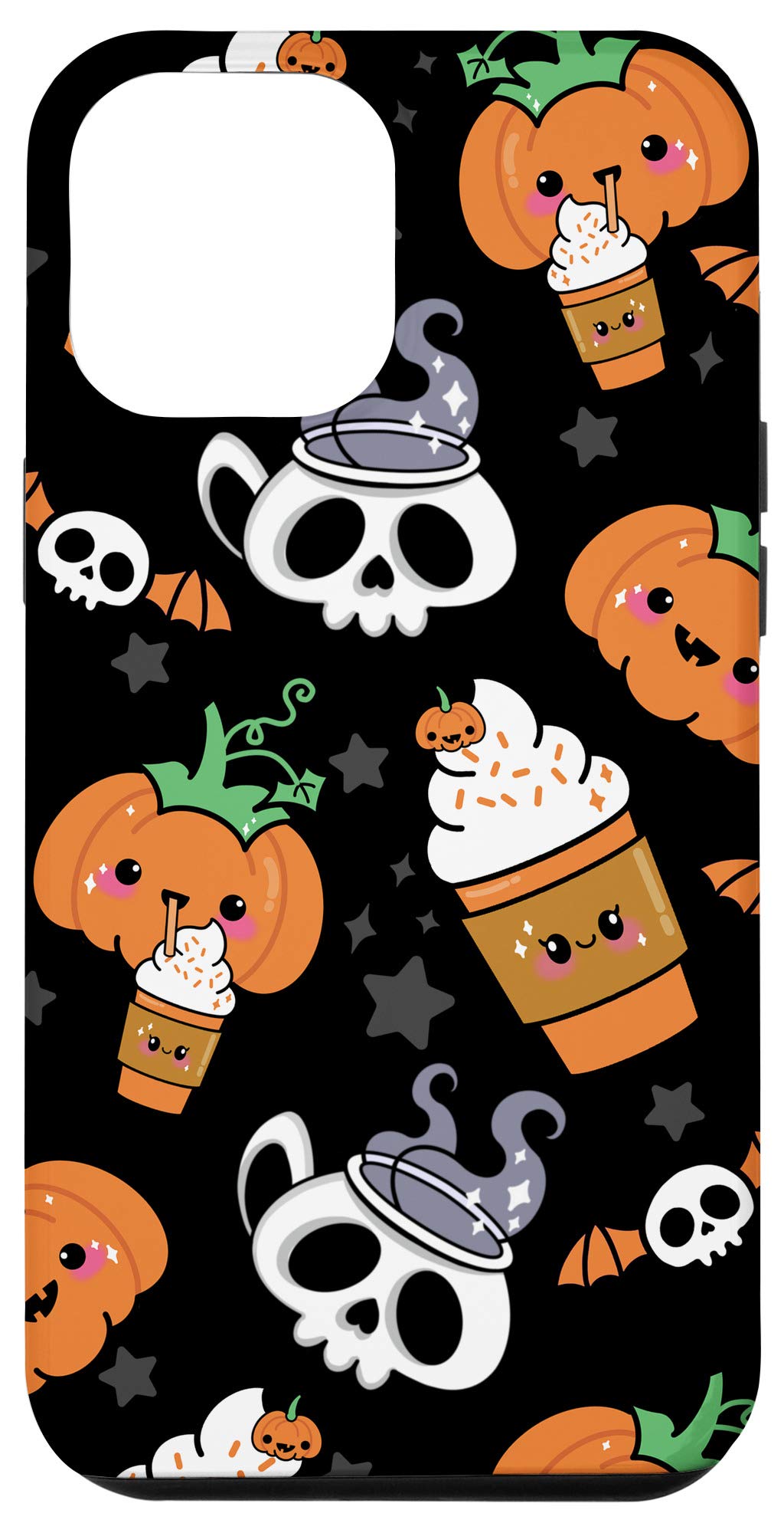 iPhone 12 Pro Max Case - Halloween Kawaii Pumpkin Spice Skull Coffee Magical Latte Design | Protective Phone Cover for Women & Men | Perfect for Fall, Coffee Lovers & Halloween Parties