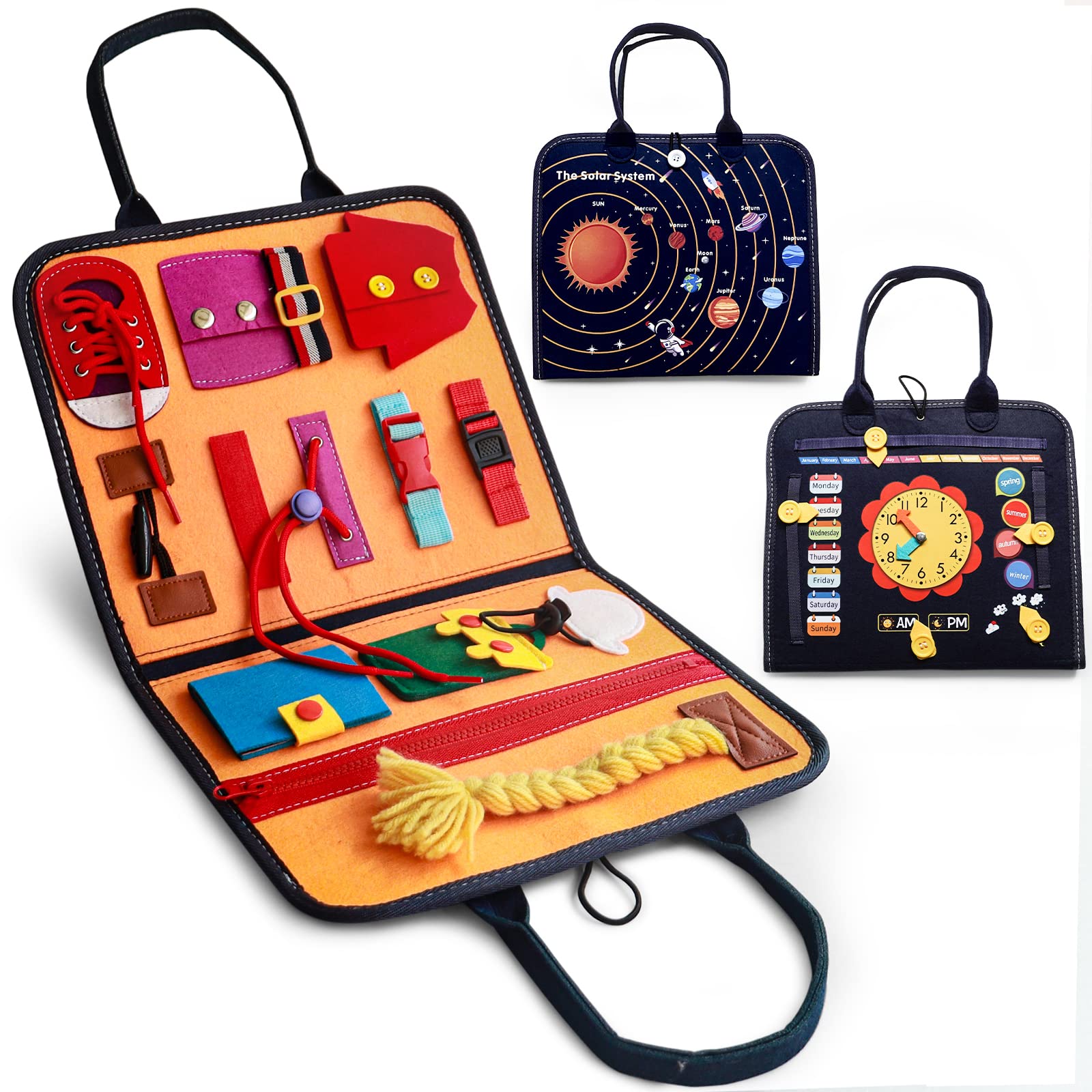 Montessori Sensory Busy Board for Toddlers 1-4 Years Old - Travel Learning Toy for Car & Airplane Activities - Preschool Educational Toy for Boys & Girls | Perfect for Road Trips, Flights & Quiet Playtime