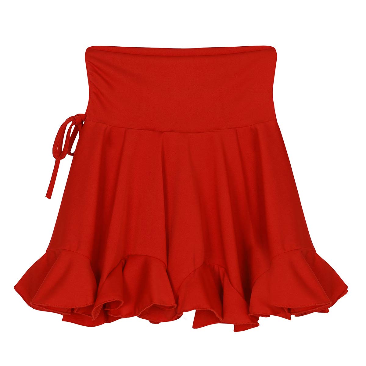 Women's Latin Dance Strappy Ruffled Pleated Skirt for Ballroom, Tango, Swing, Rumba, Salsa, and Social Dancing