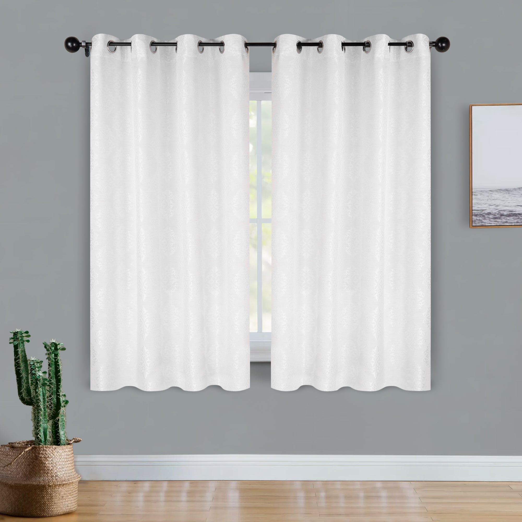Venetian Damask Jacquard Curtain Panels Set of 2 - Luxury Window Treatments for Living Room & Bedroom